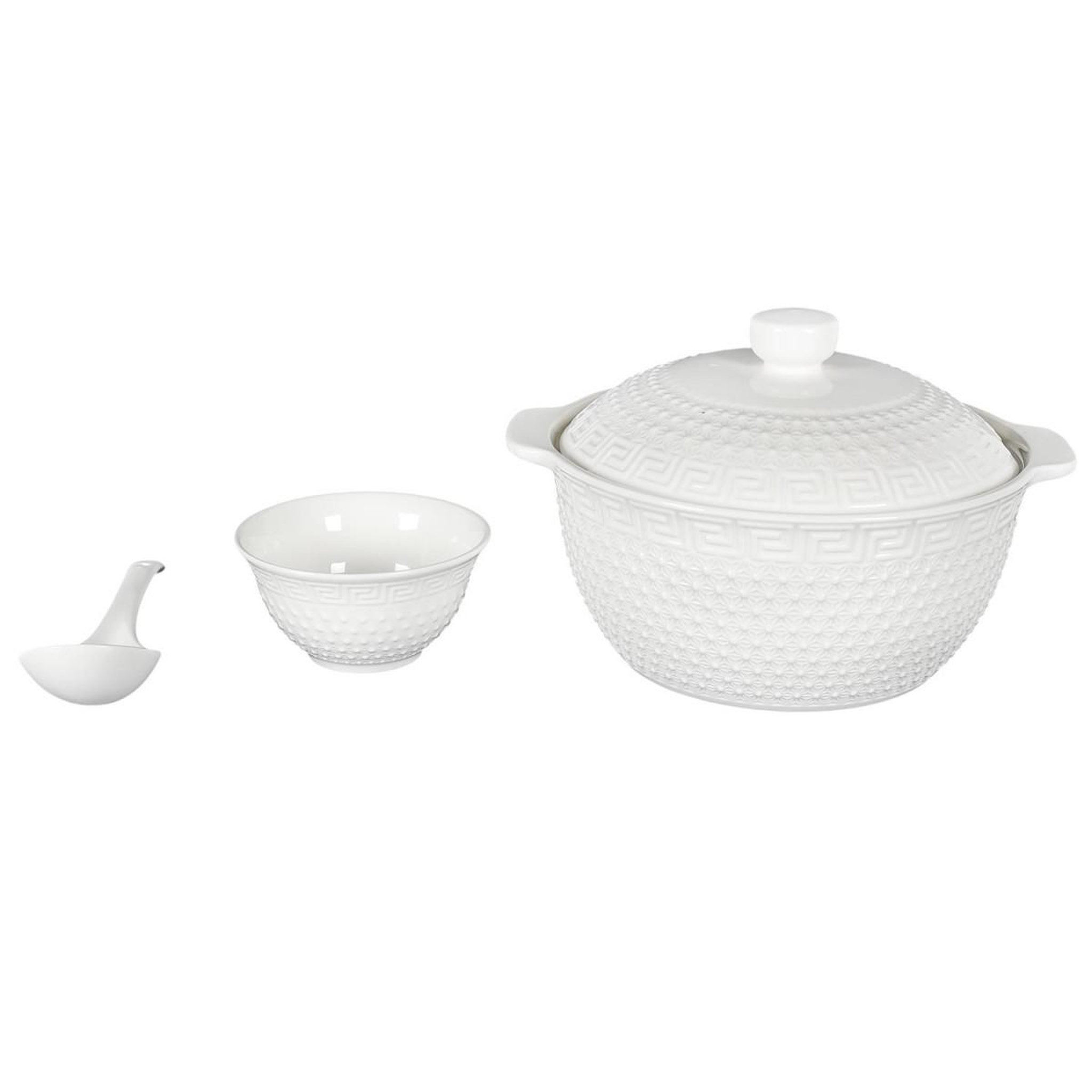 Voir la diapositive 1 : The Home Deco Factory Service à Soupe 8 Pièces  Clélia  42cm Blanc