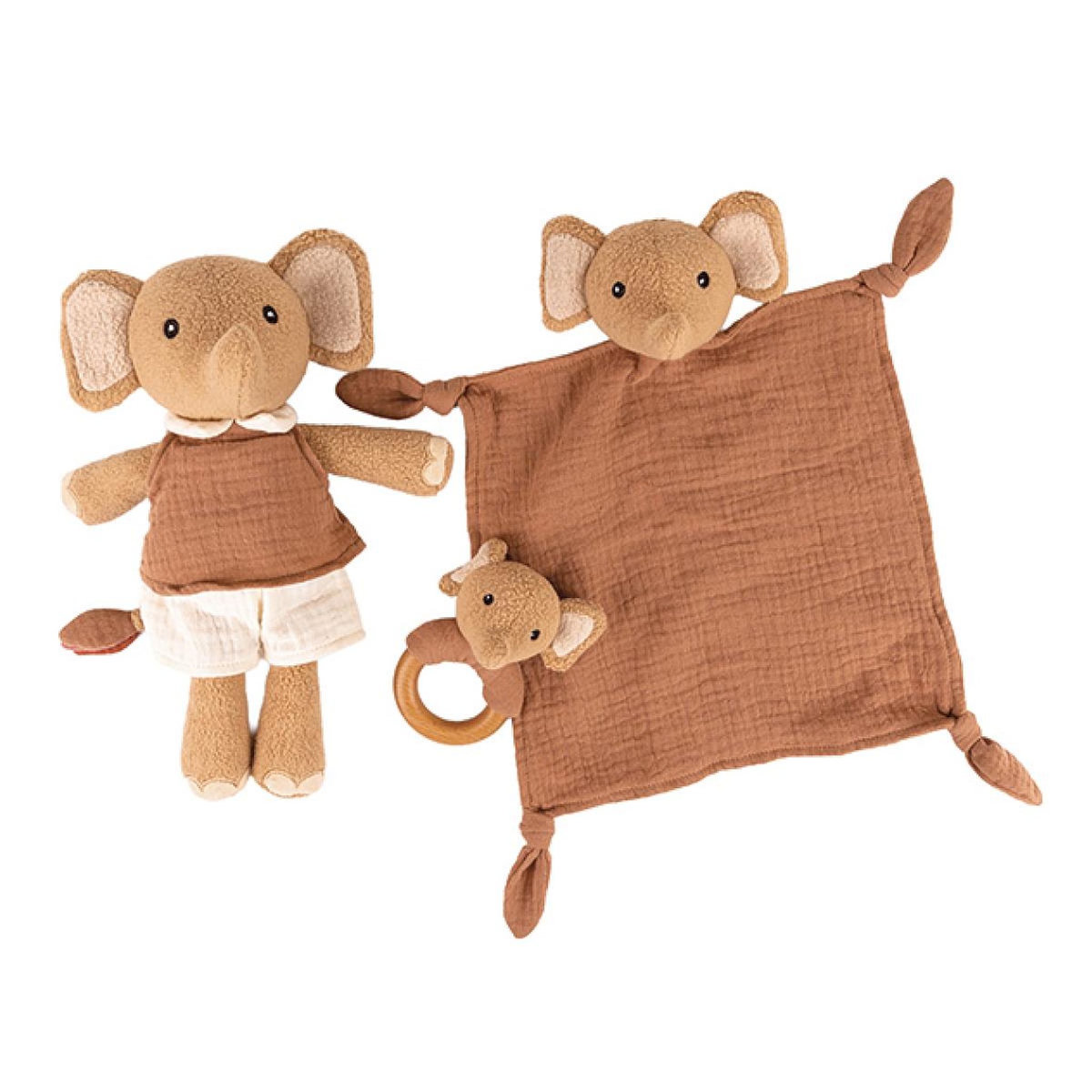 EGMONT TOYS Ollie l'elephant, ensemble doudou et hochet en coton bio