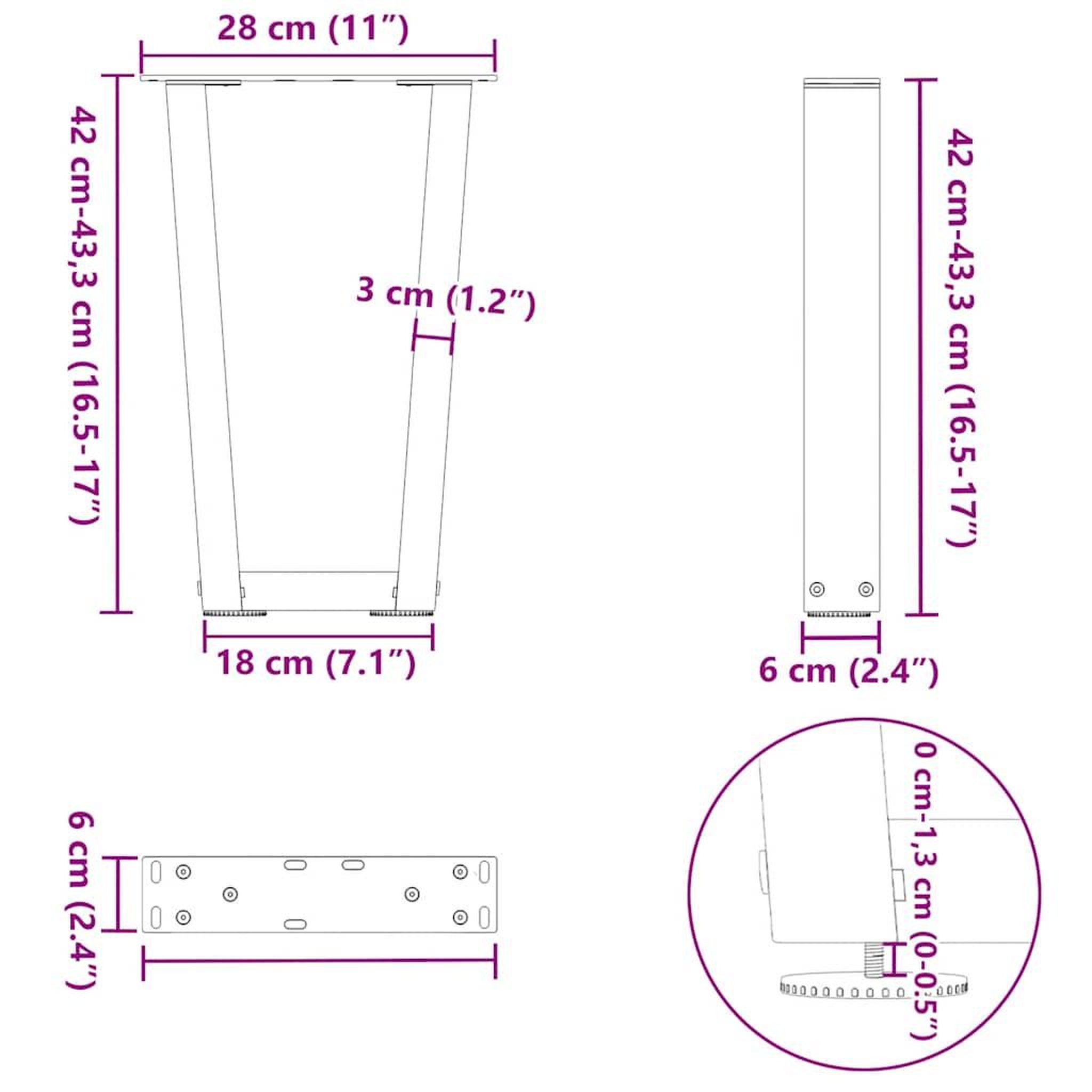Voir la diapositive 6 : VIDAXL Pieds de table a manger en forme de V 2 pcs acier naturel acier
