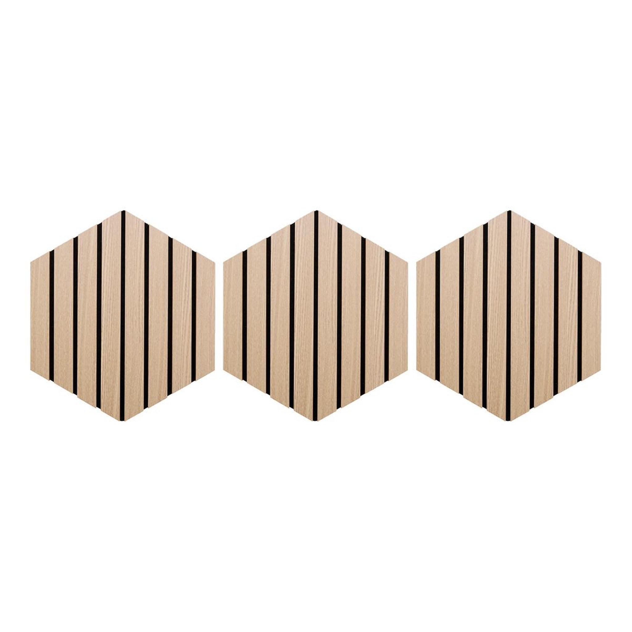 ATMOSPHERA Lot de 3 panneaux déco hexagonal  colva  30x26cm naturel