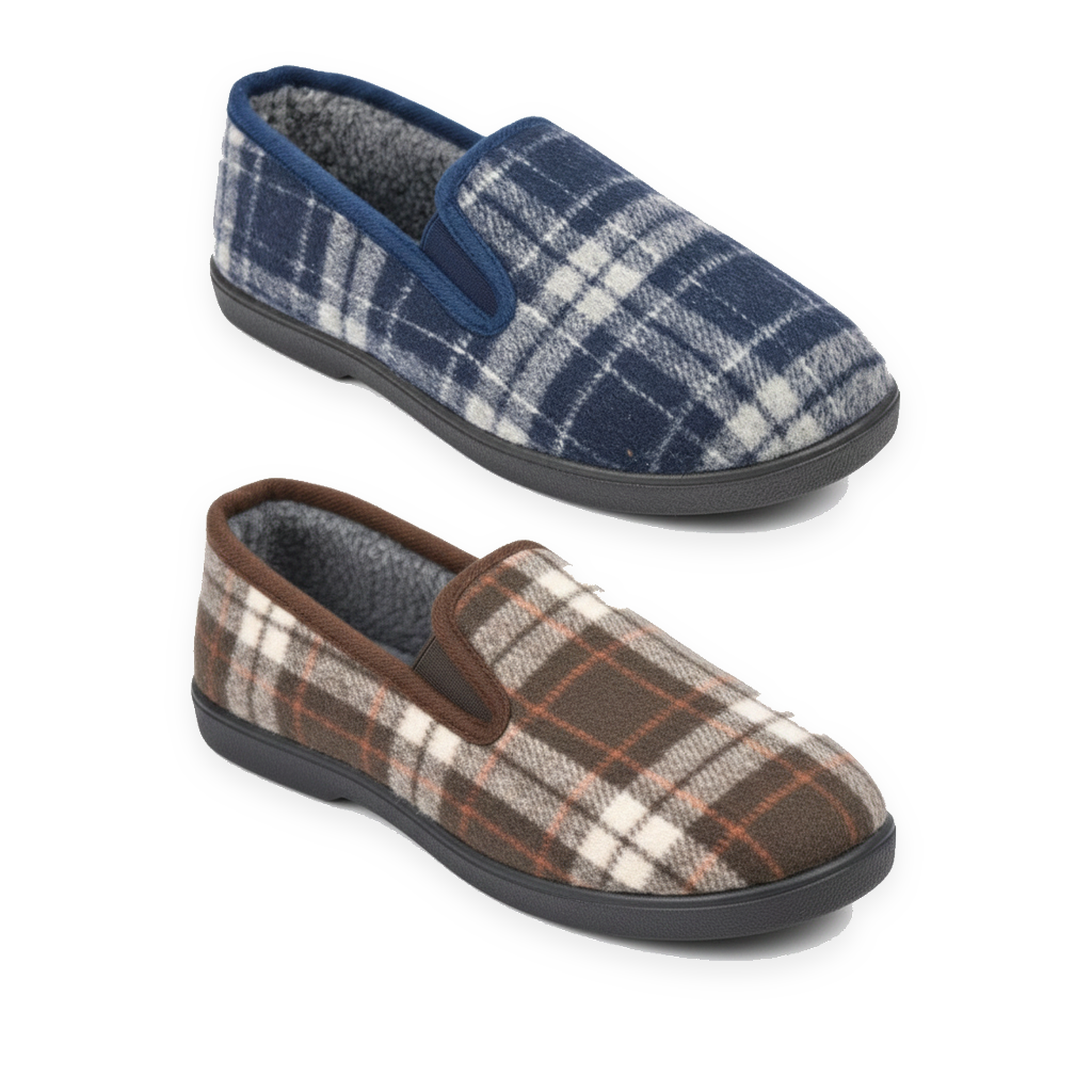 OZABI Ozabi pantoufles charentaises homme pack de 2 paires semelle antidérapante. Coloris disponibles : Noir / Bleu, Marron, Gris, Bicolore, Bleu