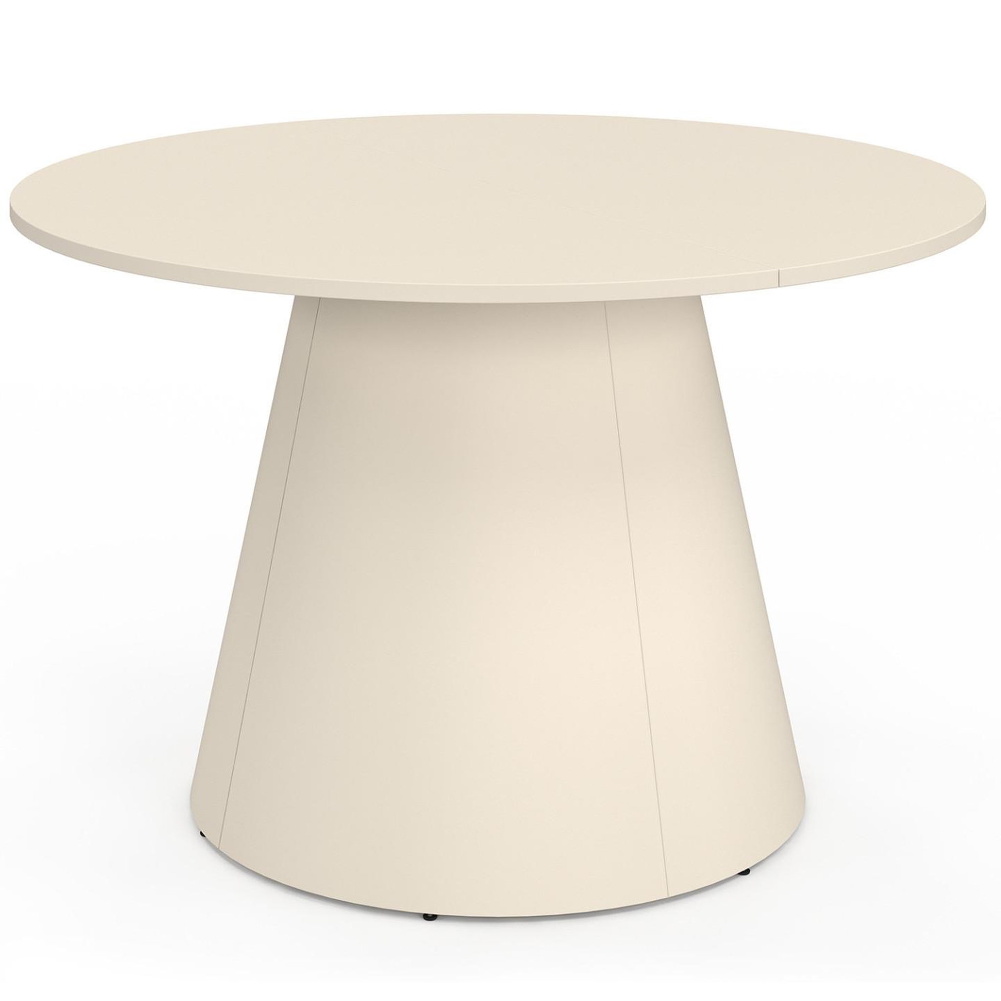 Voir la diapositive 3 : ID MARKET Table de jardin ronde AMELIA 120 CM 6 personnes avec pied central en métal beige