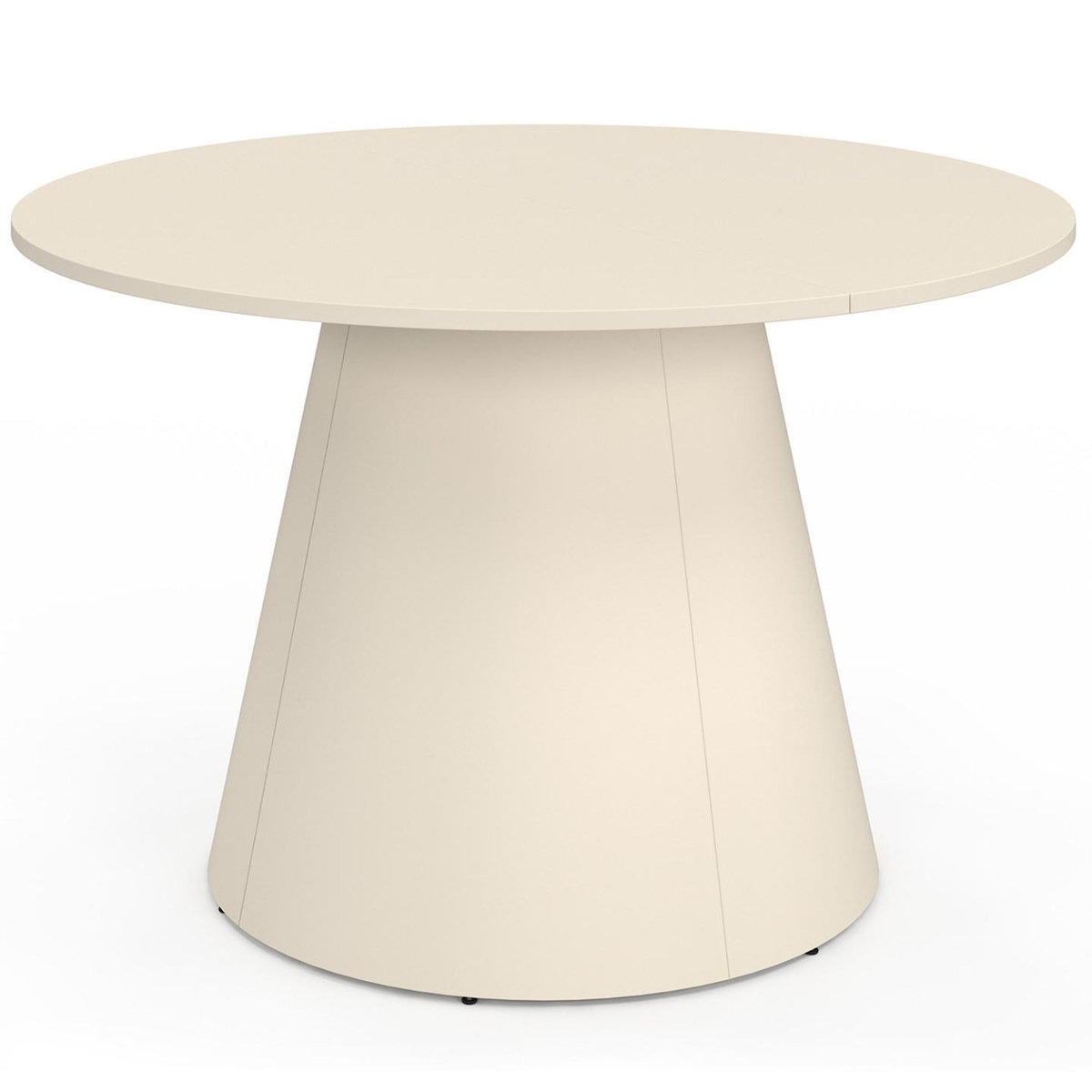 ID MARKET Table de jardin ronde AMELIA 120 CM 6 personnes avec pied central en métal beige