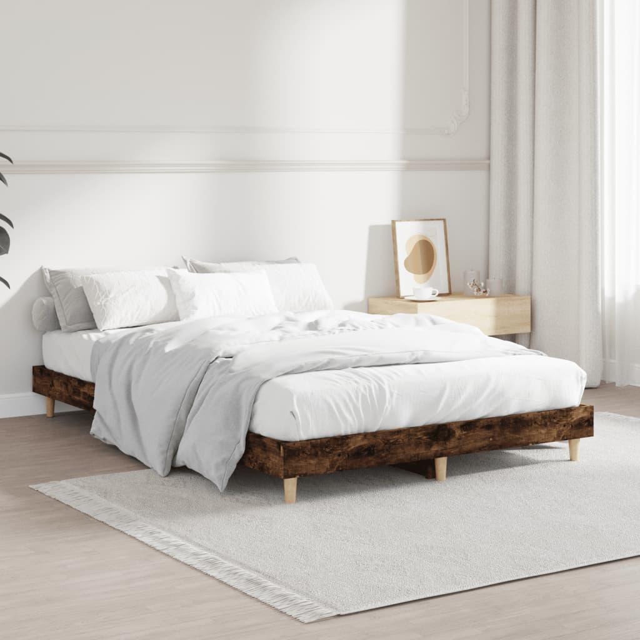 Voir la diapositive 4 : VIDAXL Cadre de lit sans matelas chene fume 120x190 cm bois ingenierie