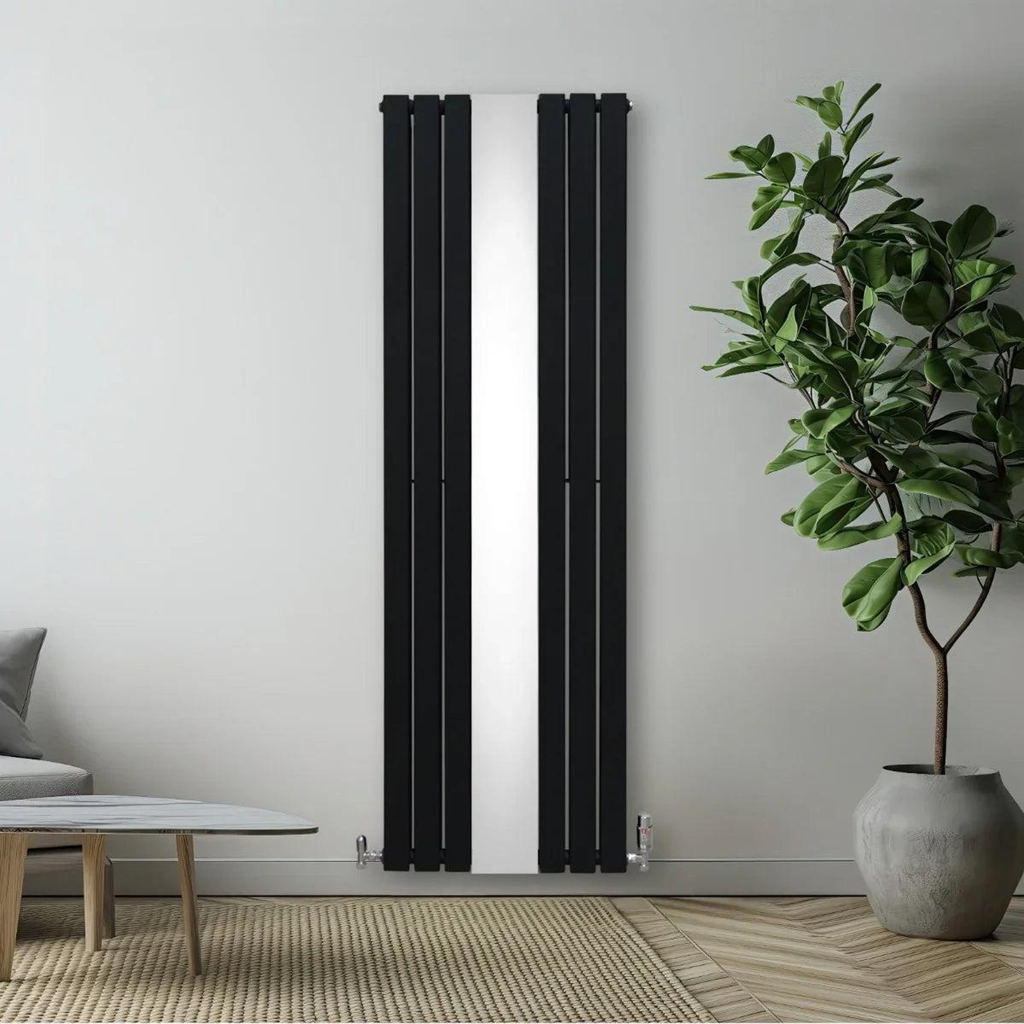 Voir la diapositive 4 : MONSTERSHOP Radiateur plat à miroir & vannes, 2 panneaux - 1800 x 565 mm