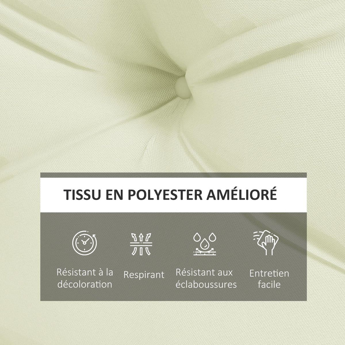 OUTSUNNY Lot de 2 coussins assises dossiers banc de jardin canapé dim. 120L x 80l x 12H cm polyester crème