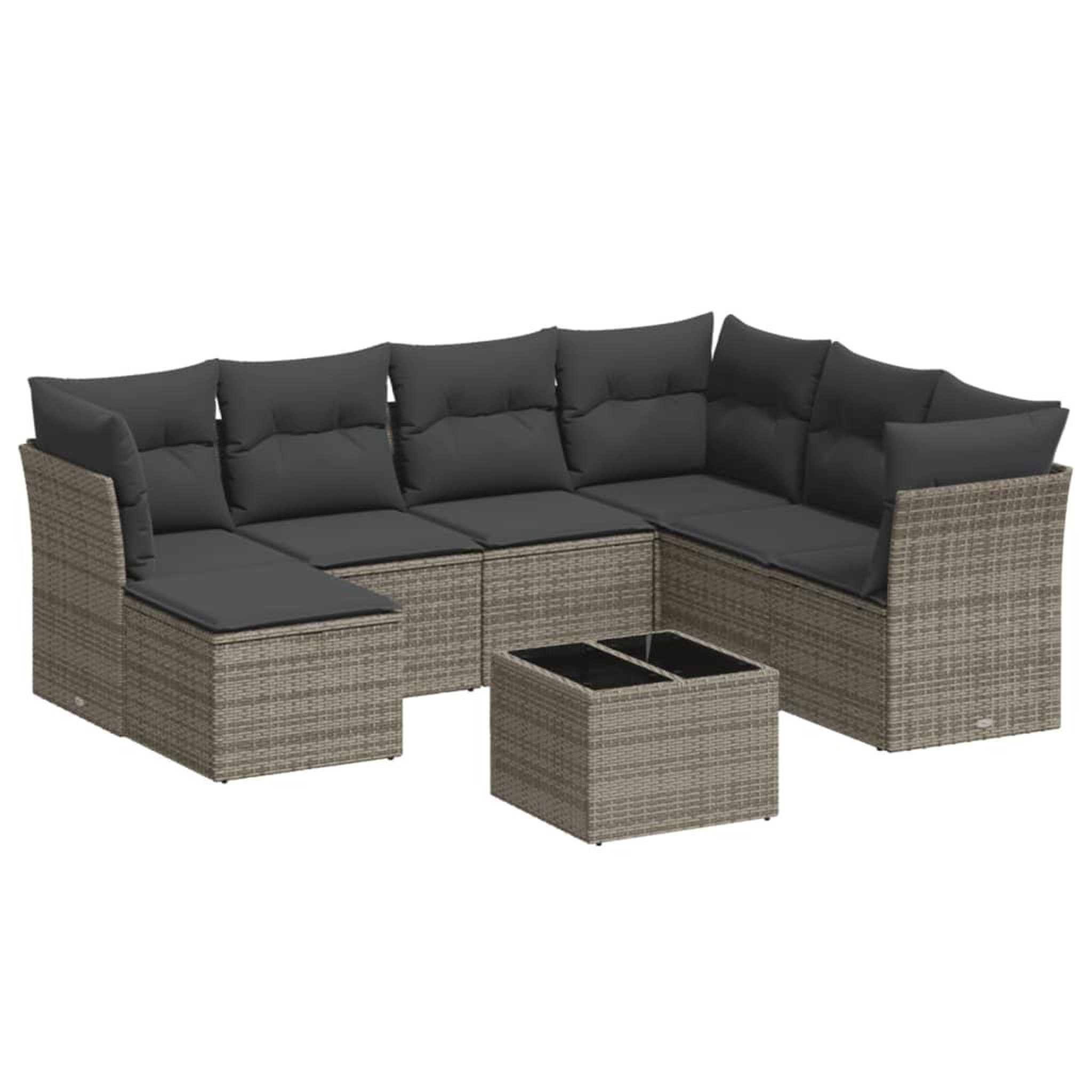 Voir la diapositive 2 : VIDAXL Salon de jardin 8 pcs avec coussins gris resine tressee