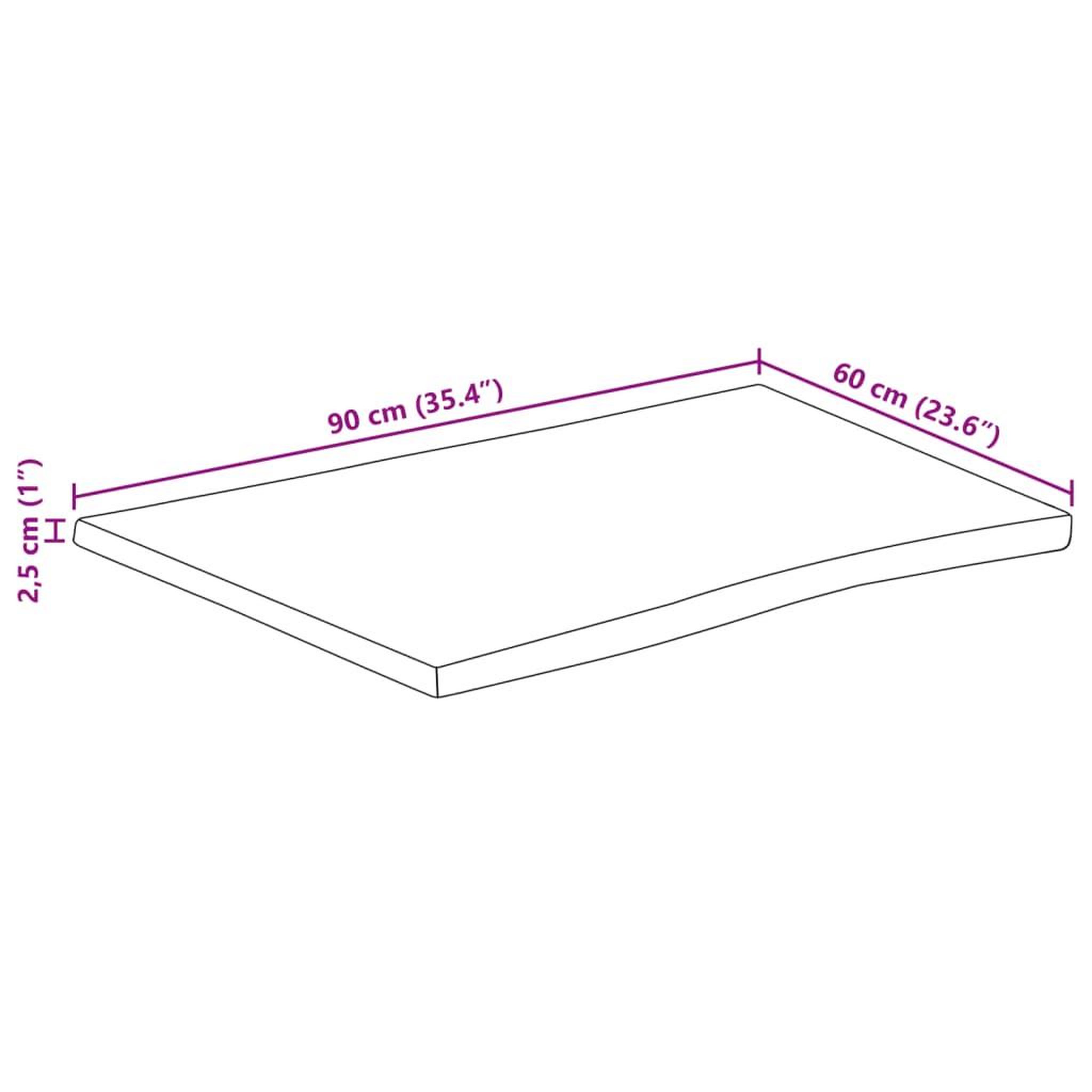 Voir la diapositive 6 : VIDAXL Dessus de table 90x60x2,5 cm rectangulaire bois massif d'acacia