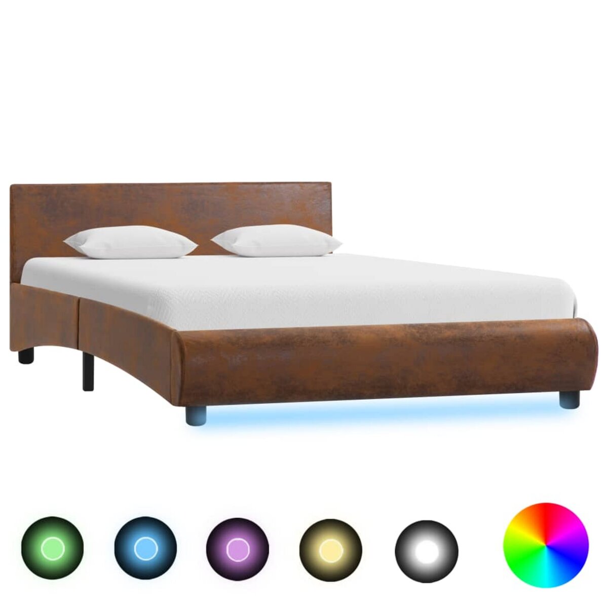 VIDAXL Cadre de lit avec LED Marron Tissu 120 x 200 cm