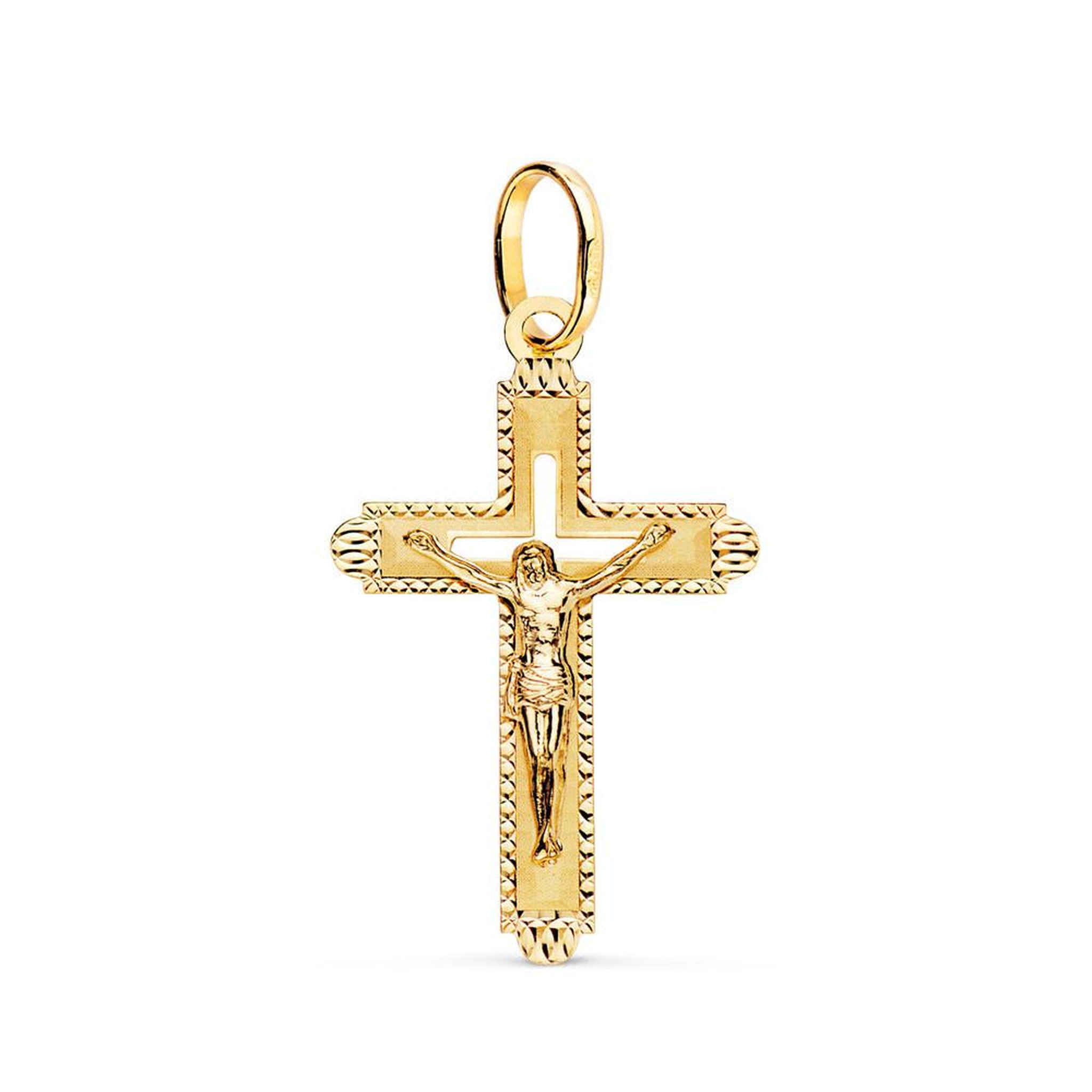 L'ATELIER D'AZUR Pendentif  - Médaille Christ sur la Croix Or 18 Carats 750 Jaune - Chaines Offertes