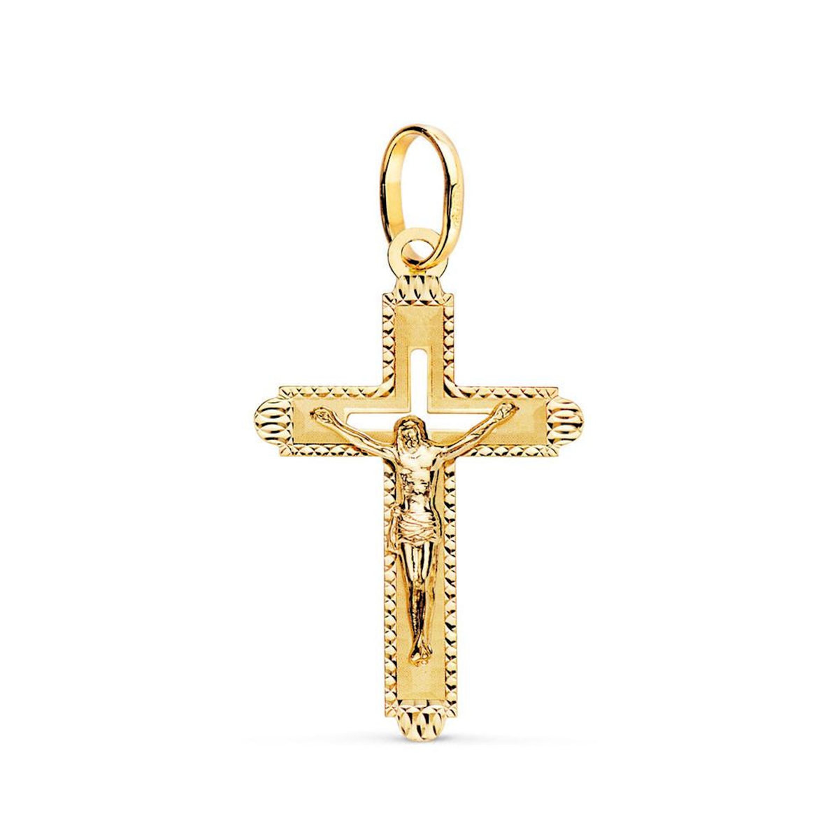 L'ATELIER D'AZUR Pendentif  - Médaille Christ sur la Croix Or 18 Carats 750 Jaune - Chaines Offertes