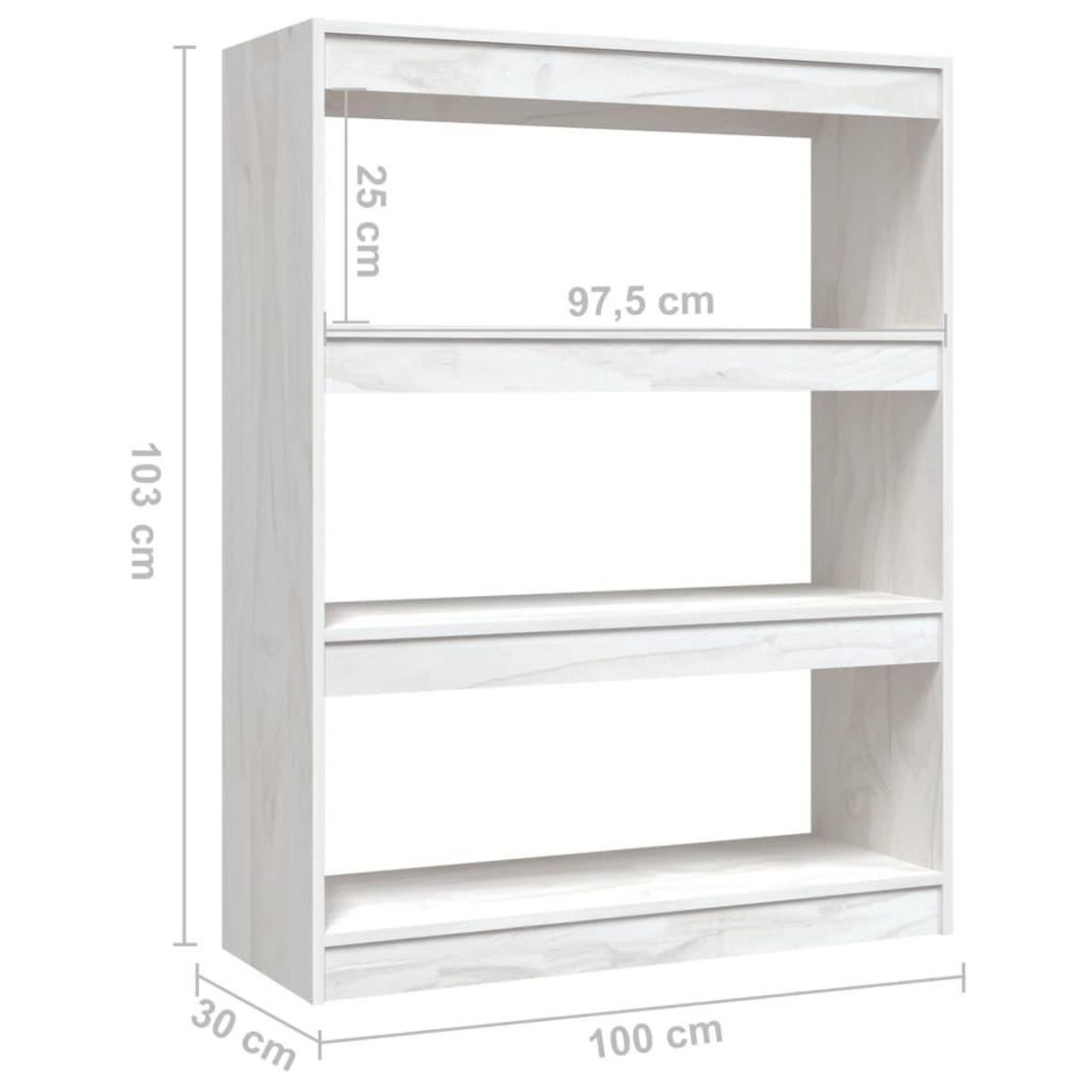 VIDAXL Bibliotheque/Separateur de piece Blanc 100x30x103 cm Pin massif