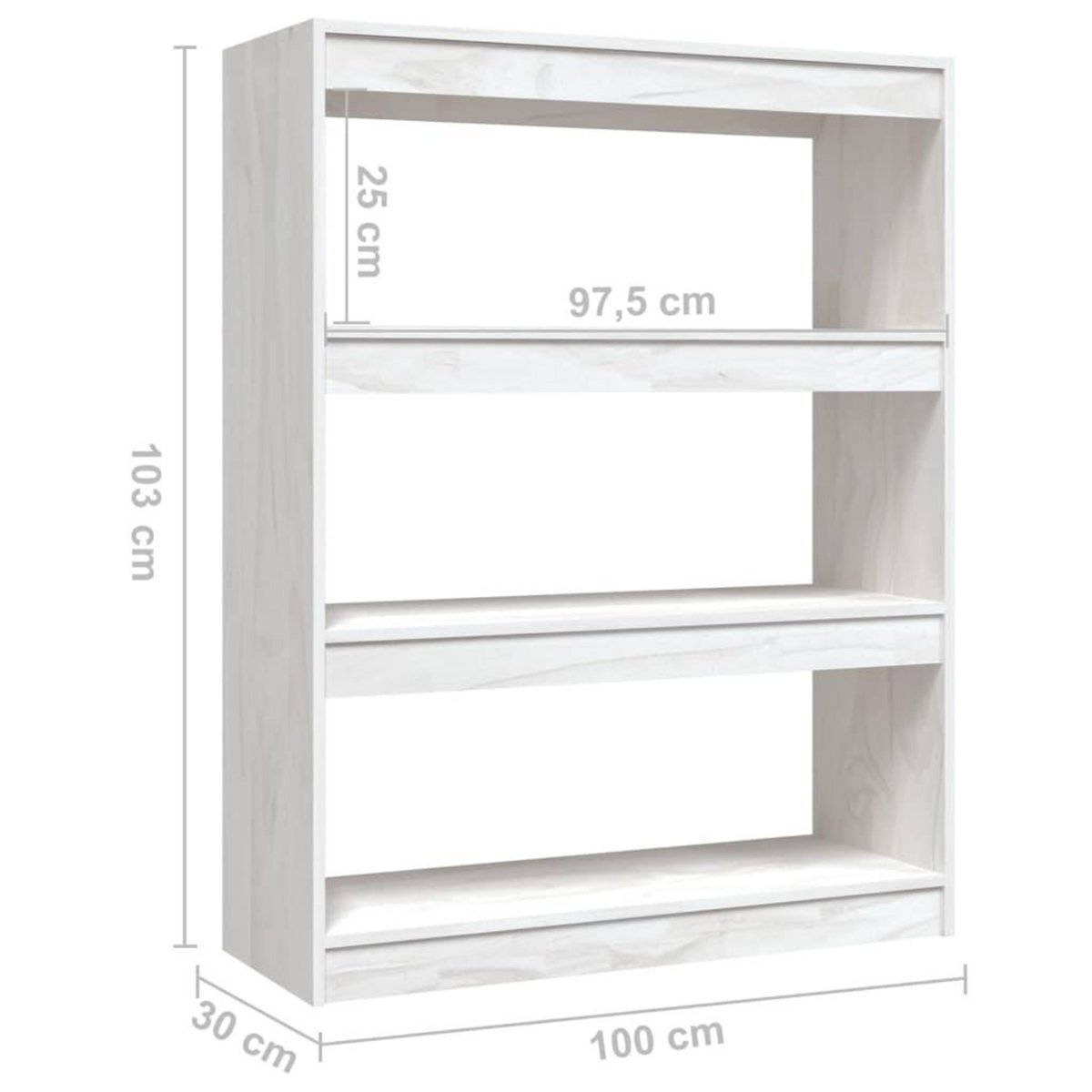 VIDAXL Bibliotheque/Separateur de piece Blanc 100x30x103 cm Pin massif
