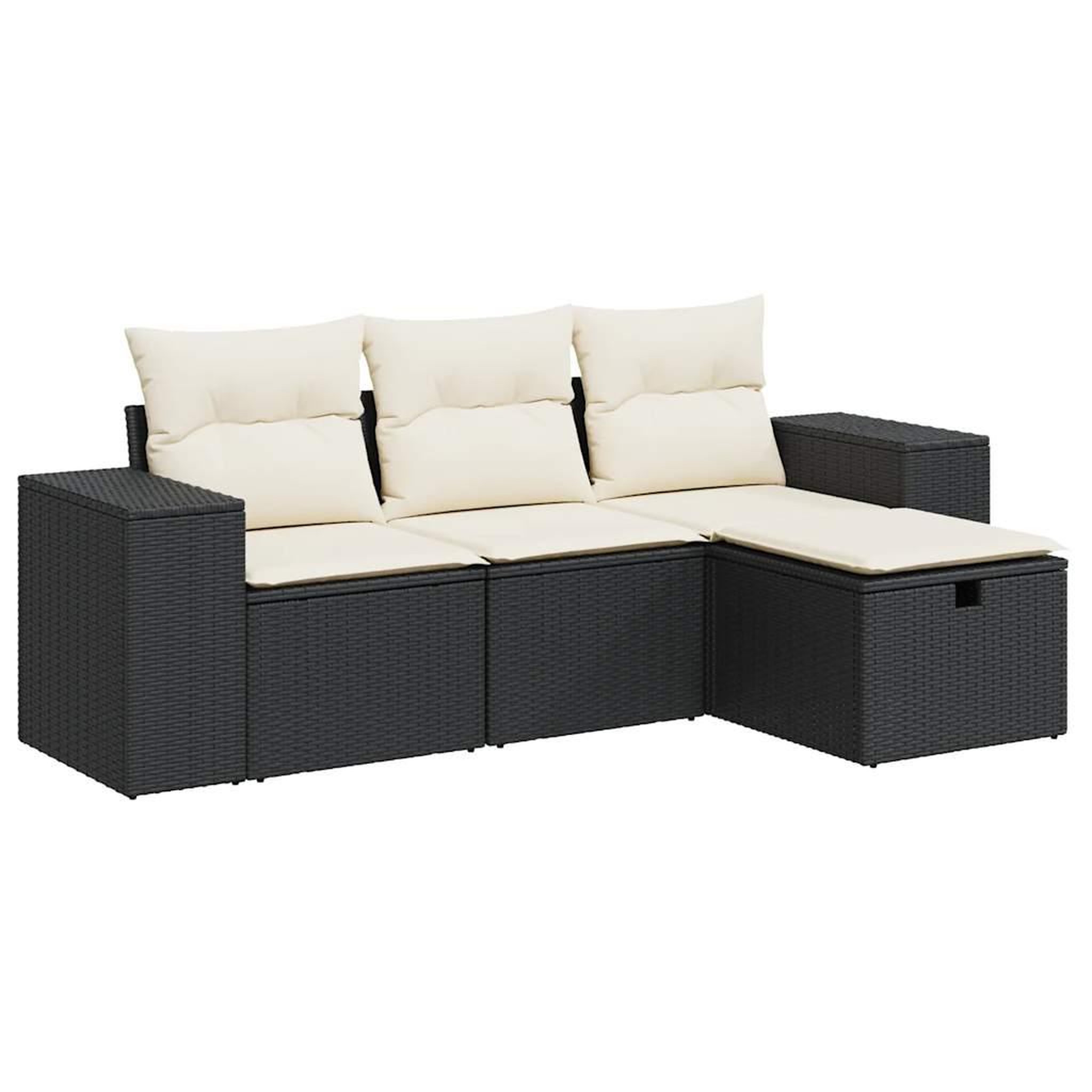Voir la diapositive 2 : VIDAXL Salon de jardin 4 pcs avec coussins noir resine tressee