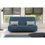 Voir la diapositive 2 : MARKET24 COMFORT BULTEX Banquette clic-clac - 3 places - Tissu bleu + Coussins déco gri