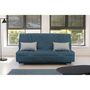 Voir la diapositive 2 : MARKET24 COMFORT BULTEX Banquette clic-clac - 3 places - Tissu bleu + Coussins déco gri