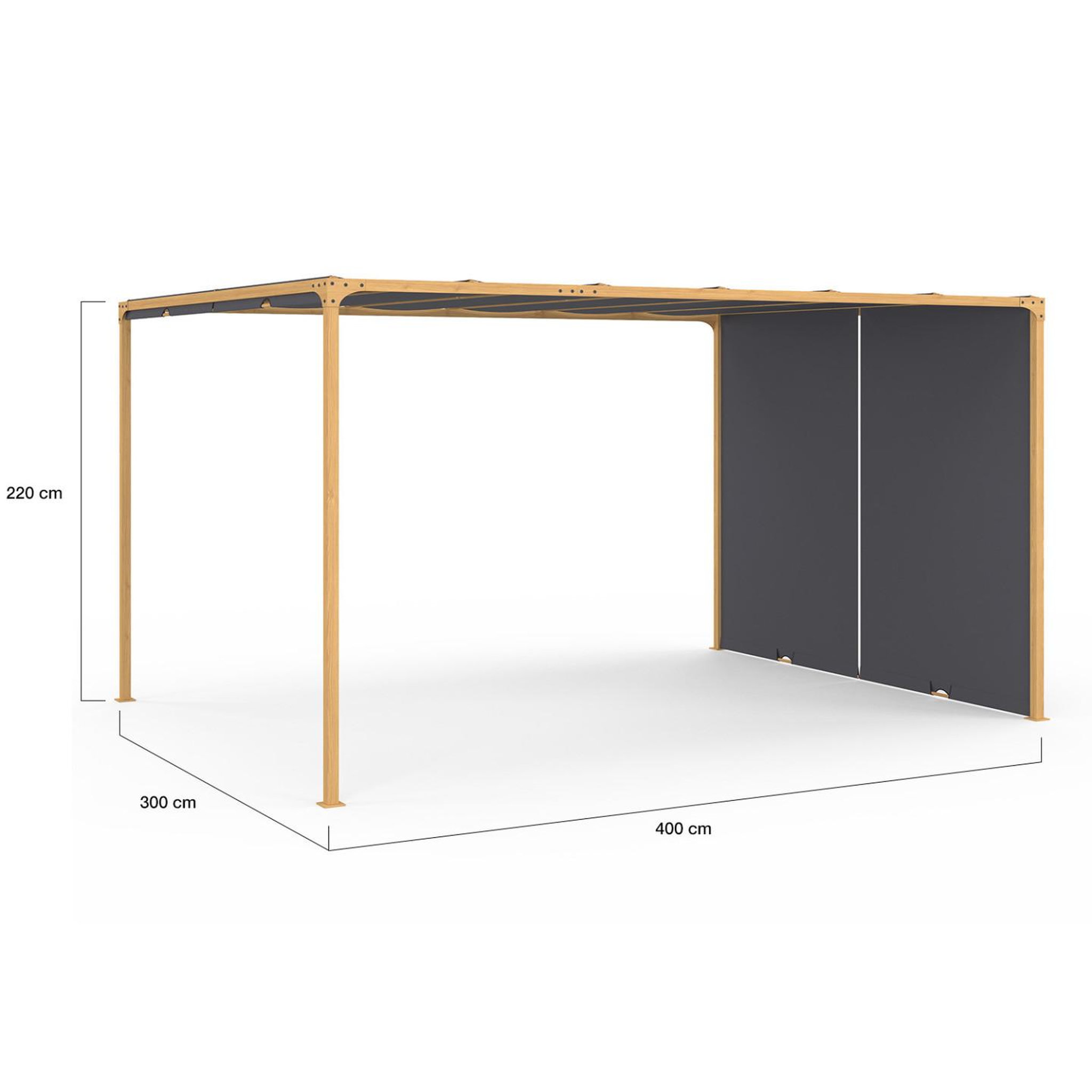 Voir la diapositive 5 : ID MARKET Pergola coulissante 2 pans 3x4 m belvédère de jardin effet bois toile gris anthracite