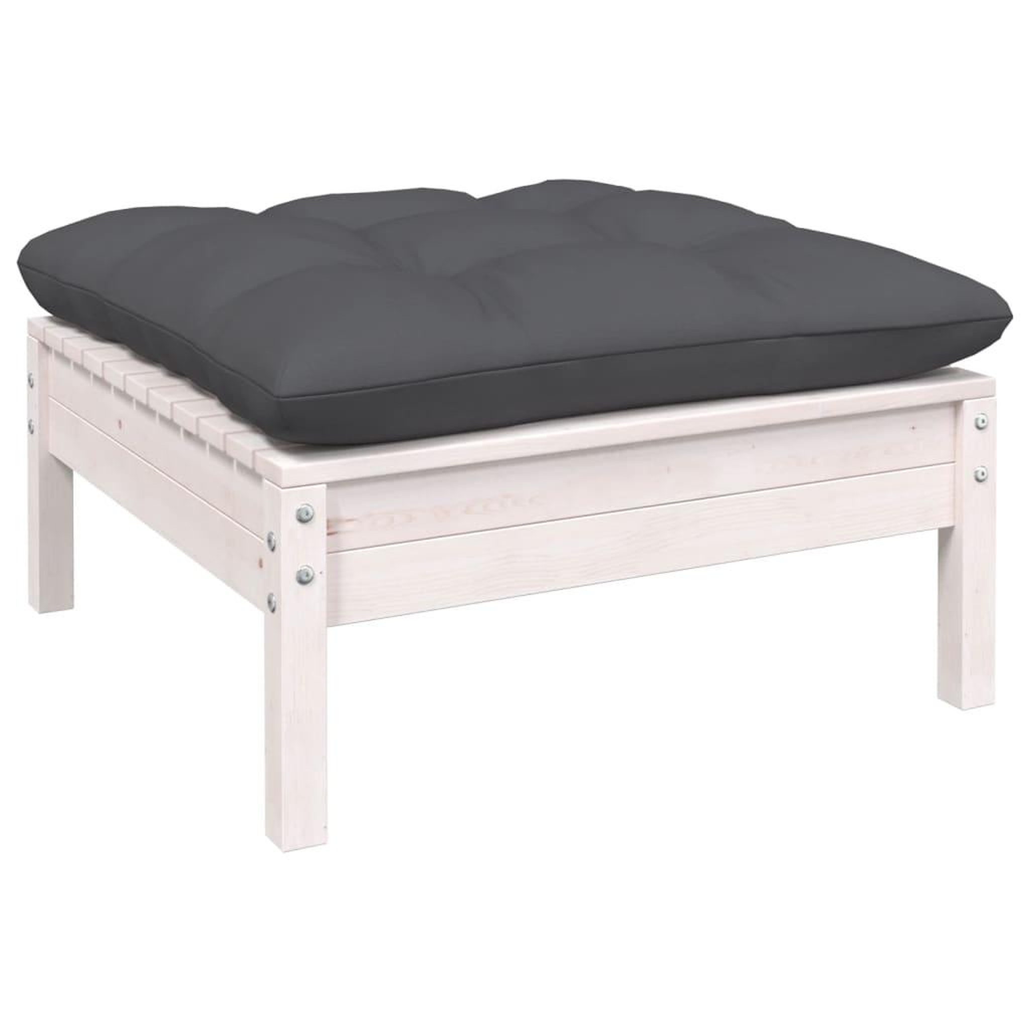 Voir la diapositive 5 : VIDAXL Salon de jardin 14 pcs avec coussins blanc bois de pin solide