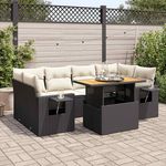 VIDAXL Salon de jardin 7 pcs avec coussins noir resine tressee