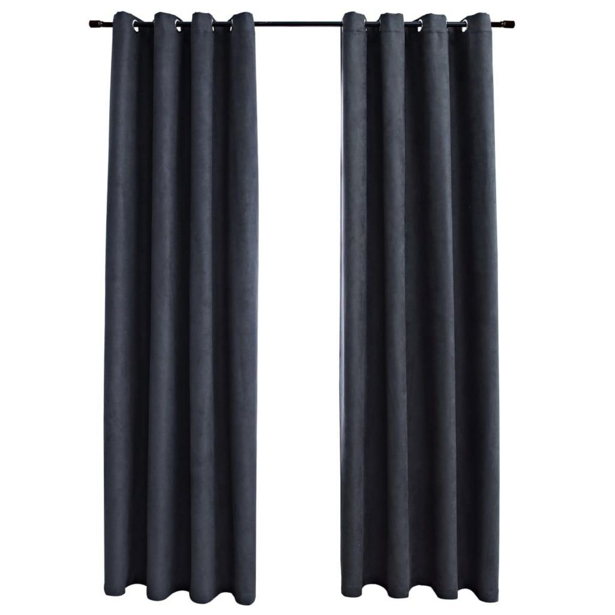 VIDAXL Rideaux occultants avec anneaux Metal 2pcs Anthracite 140x225cm