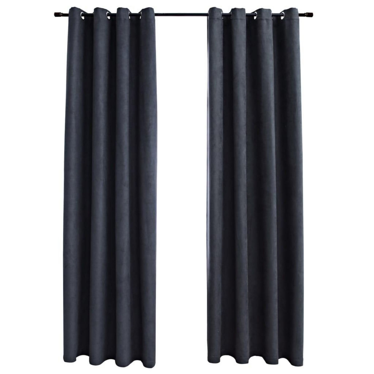 VIDAXL Rideaux occultants avec anneaux Metal 2pcs Anthracite 140x225cm