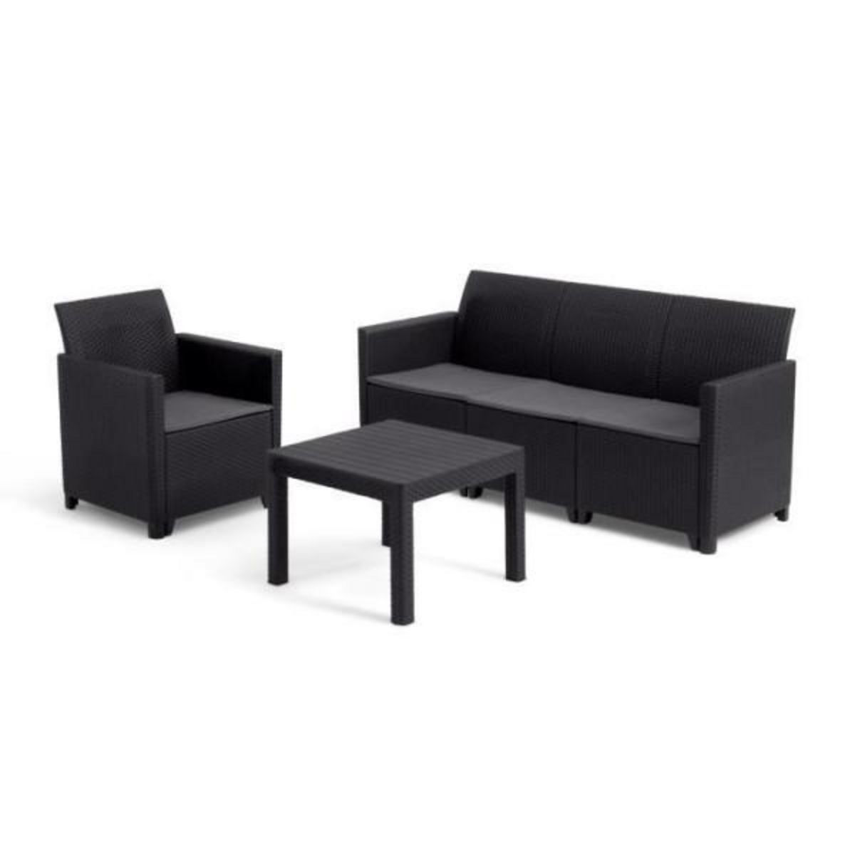 Keter Salon de jardin modulable en résine imitation rotin tressé - Noir - KETER - 4 personnes - MARIE