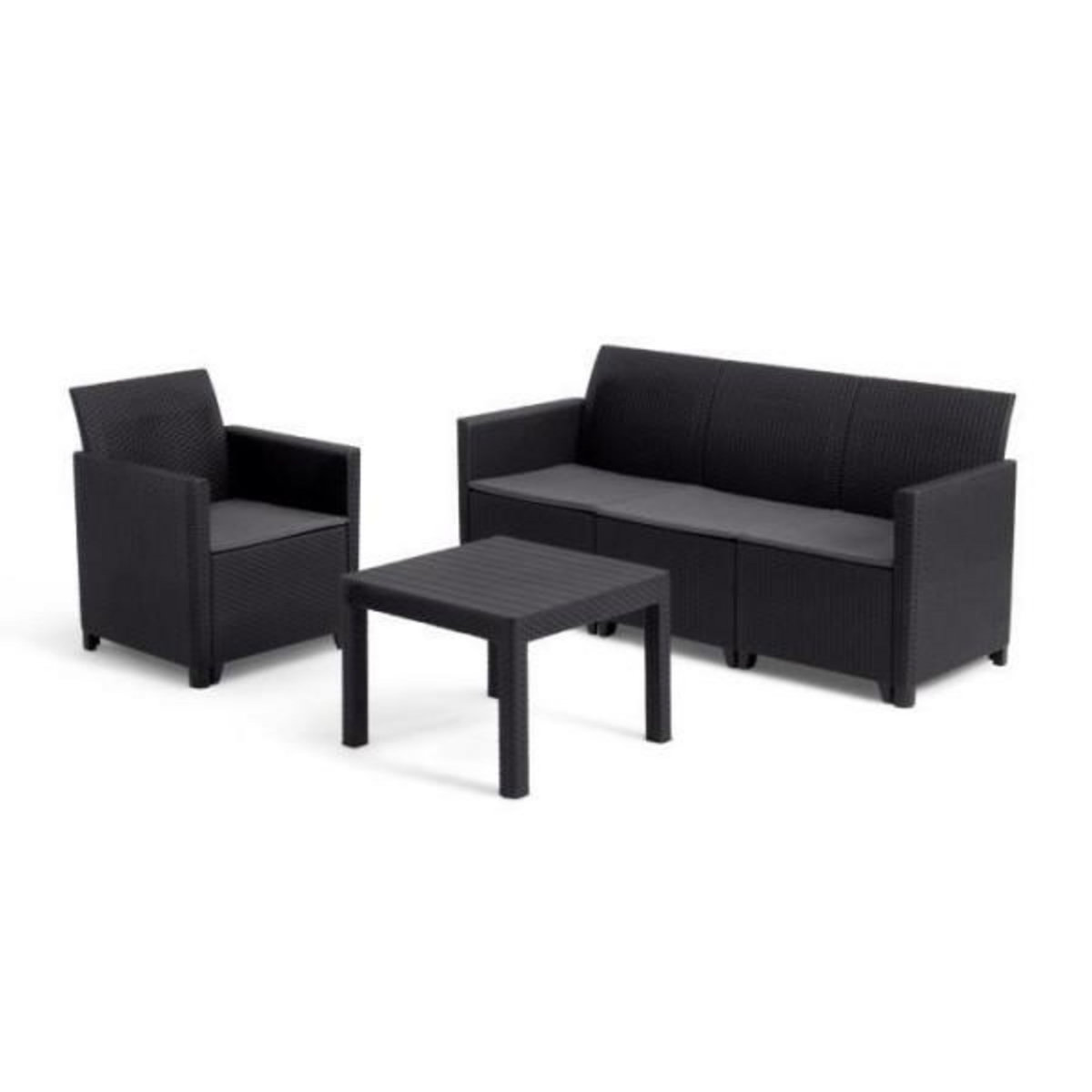 Keter Salon de jardin modulable en résine imitation rotin tressé - Noir - KETER - 4 personnes - MARIE