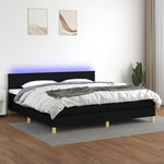 VIDAXL Sommier a lattes de lit et matelas et LED Noir 200x200 cm Tissu