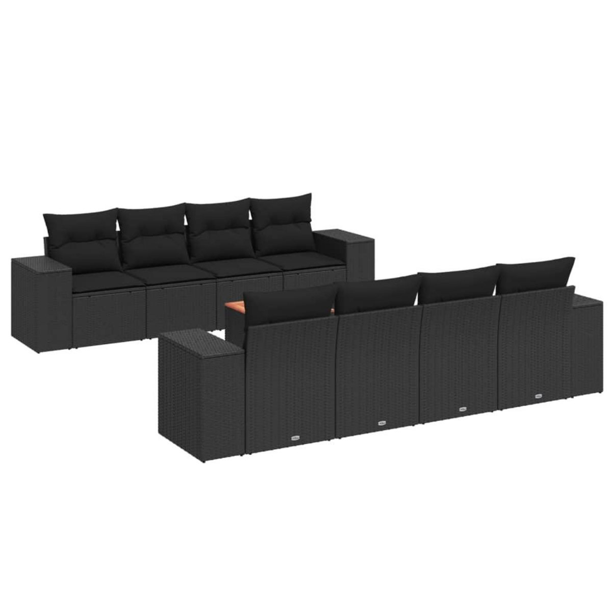 VIDAXL Salon de jardin 9 pcs avec coussins noir resine tressee