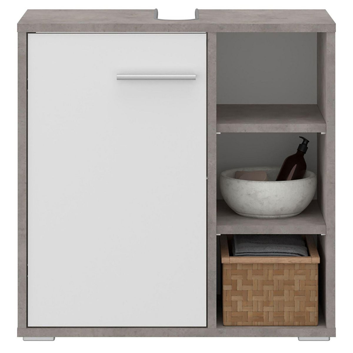 IDIMEX Meuble sous lavabo NISTOS avec 1 porte et 3 étagères