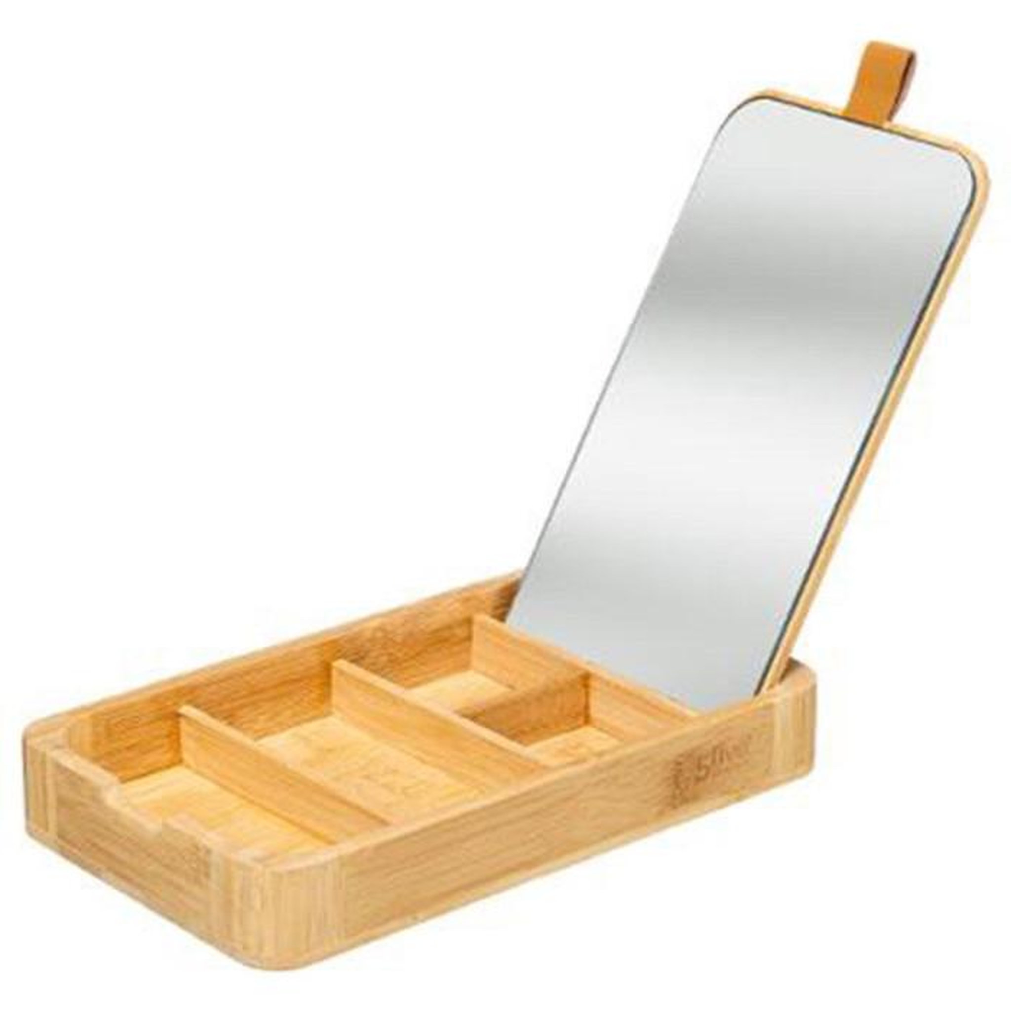 Voir la diapositive 2 : FIVE Boîte à Bijoux & Miroir  Bambou  24cm Naturel
