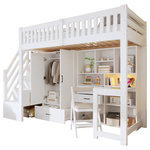 MERAX Lit mezzanine 90x200 cm coloris blanc bois massif