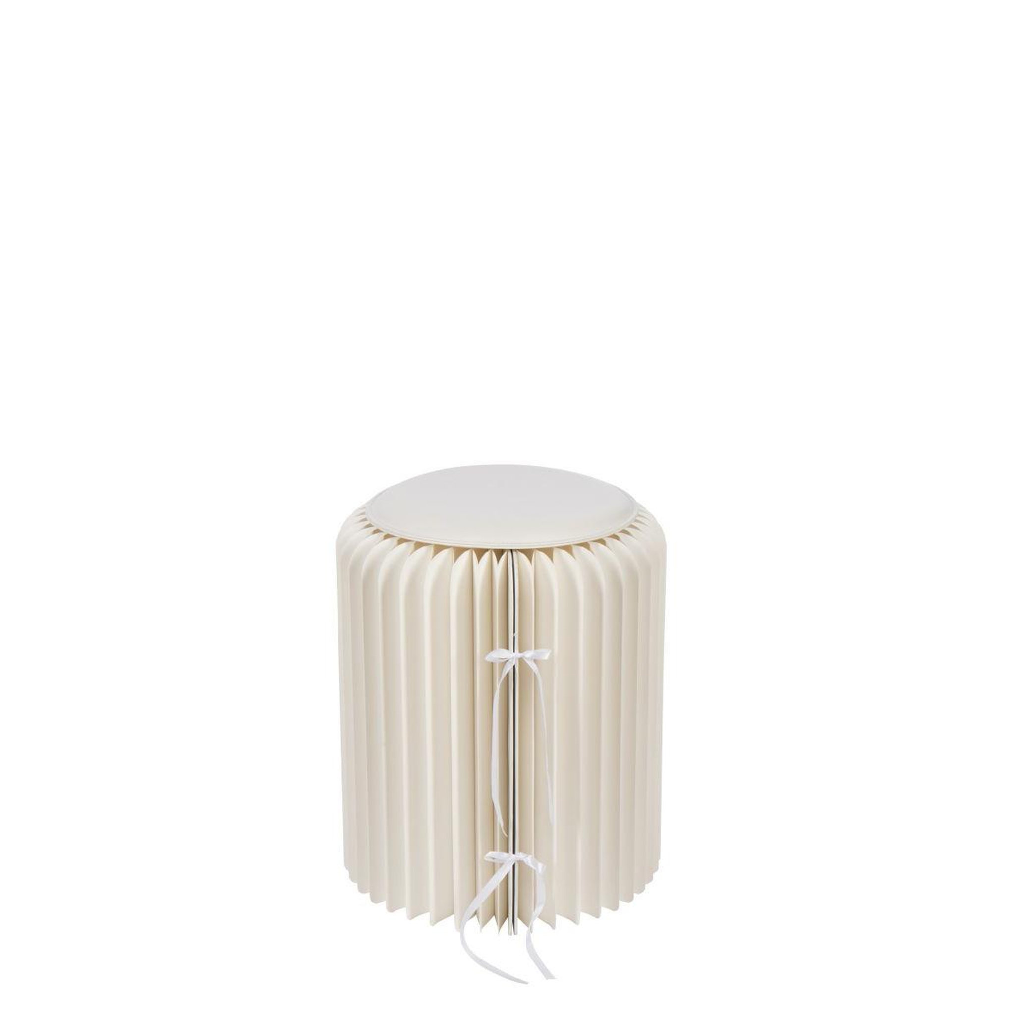 Voir la diapositive 3 : J-LINE Pouf pliable en papier  lily  42cm blanc cassé