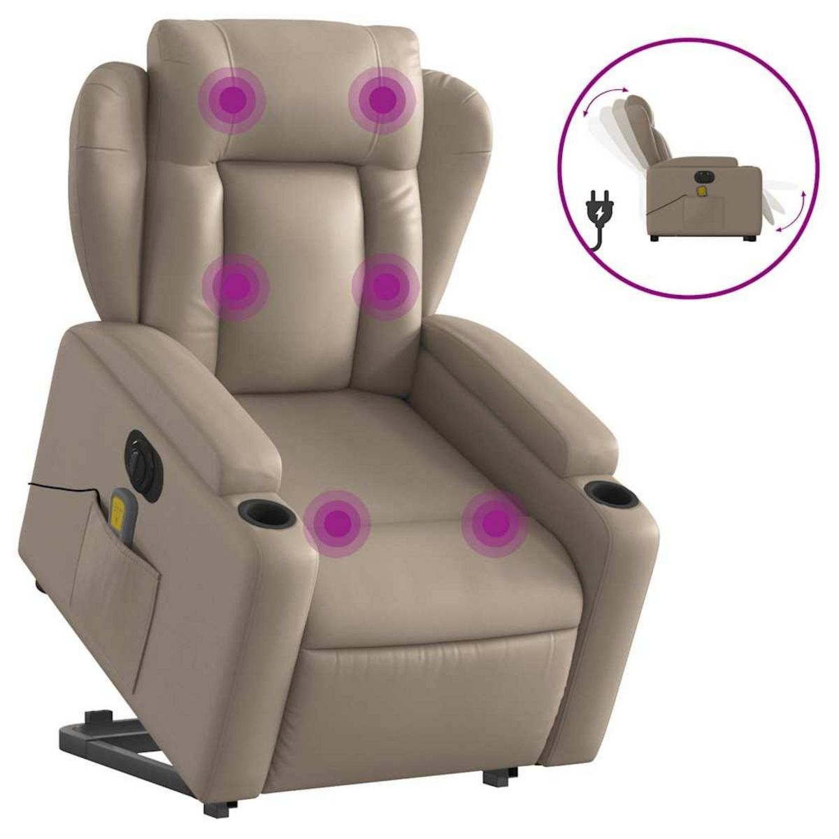 VIDAXL Fauteuil inclinable de massage electrique cappuccino similicuir