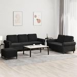 VIDAXL Ensemble de canapes 3 pcs avec coussins Noir Velours
