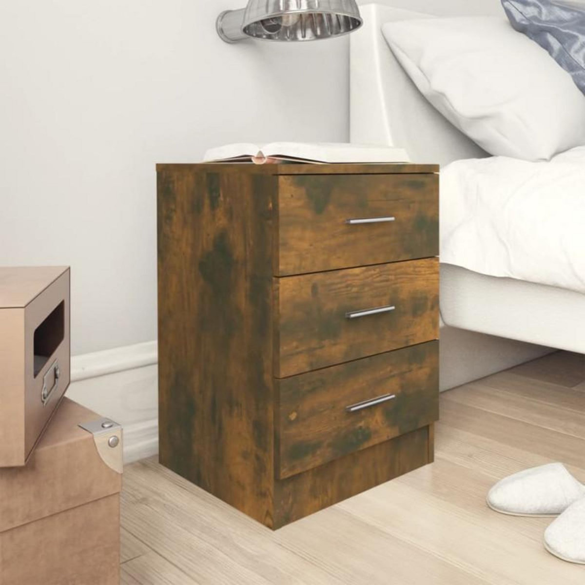 VIDAXL Tables de chevet 2 pcs Chêne fumé 38x35x56 cm Bois d ingénierie