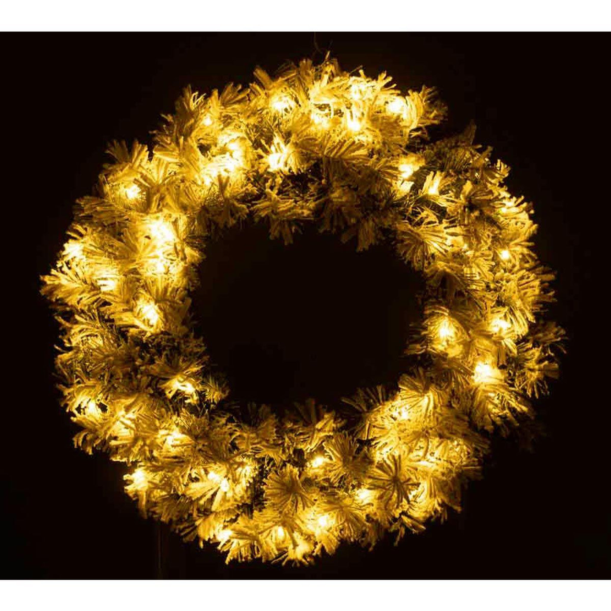 Voir la diapositive 3 : J-LINE Couronne de noël led  enneigée  63cm vert & blanc