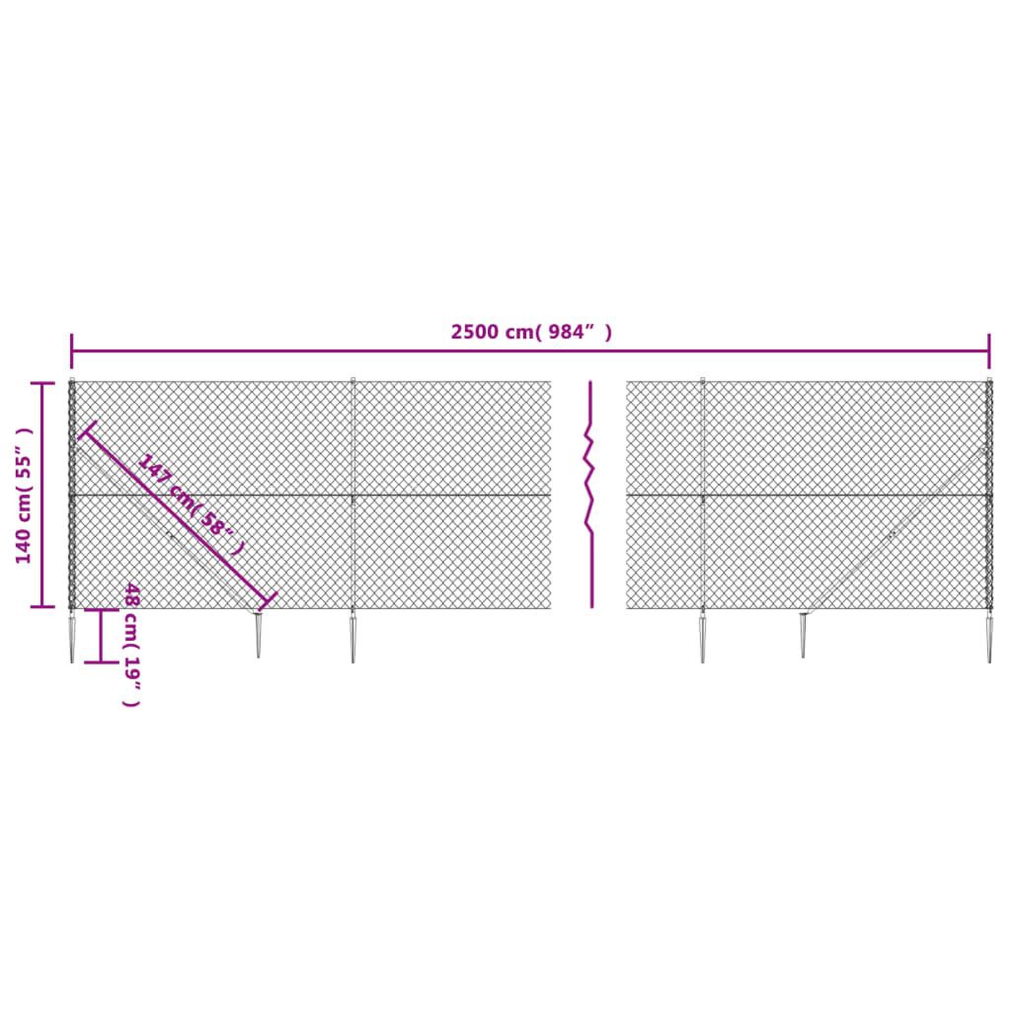 Voir la diapositive 6 : VIDAXL Cloture a mailles losangees avec ancrage anthracite 1,4x25 m