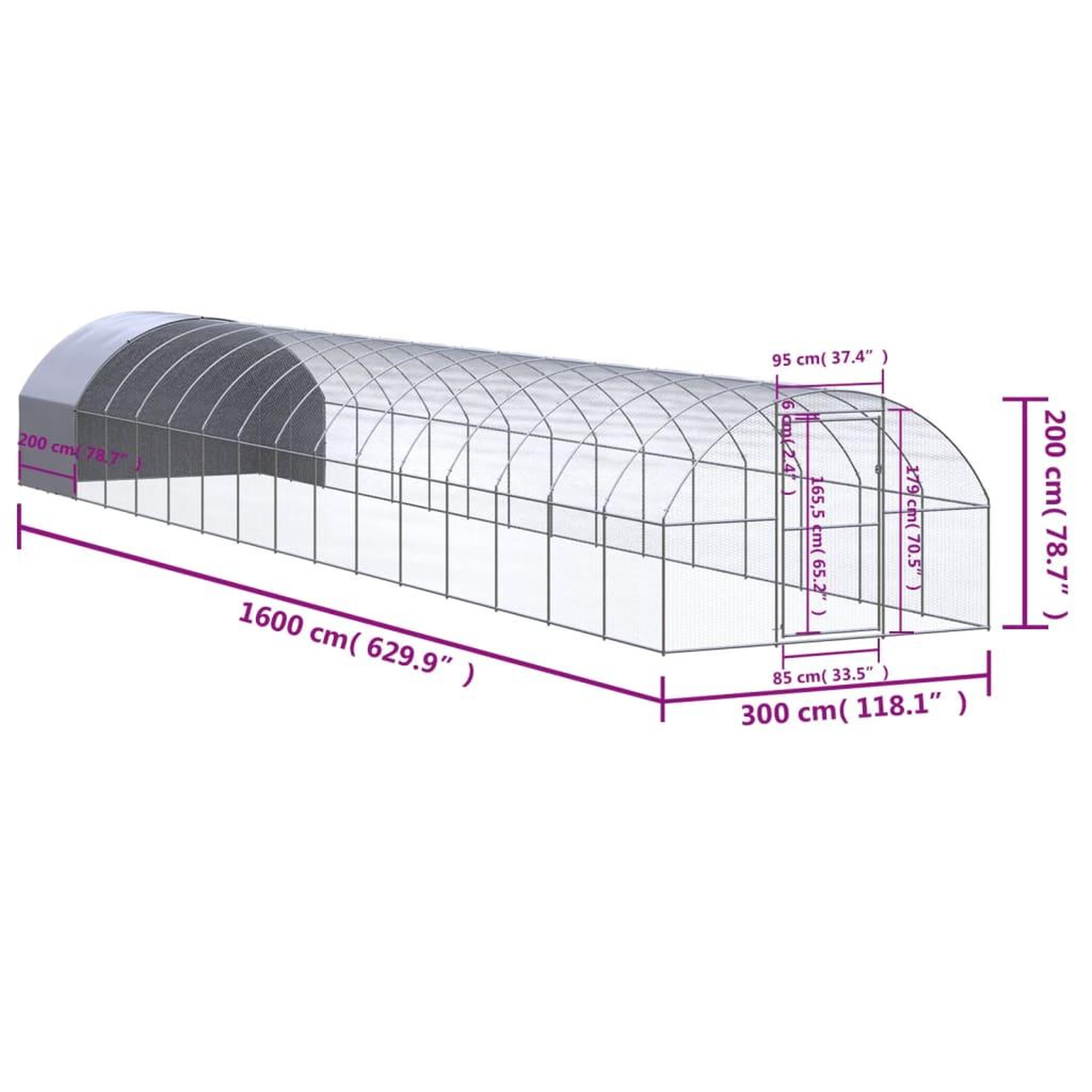 Voir la diapositive 6 : VIDAXL Poulailler d'exterieur 3x16x2 m Acier galvanise