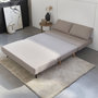 Voir la diapositive 3 : SWEEEK Canapé convertible en tissu - Guesta - 2 places scandinave. pieds bois foncé. beige. banquette. dossier inclinable