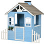 Voir la diapositive 1 : OUTSUNNY Maison de jeux enfant - jeu plein air maisonnette enfant - dim. 151L x 112l x 142H cm - bois sapin bleu blanc gris