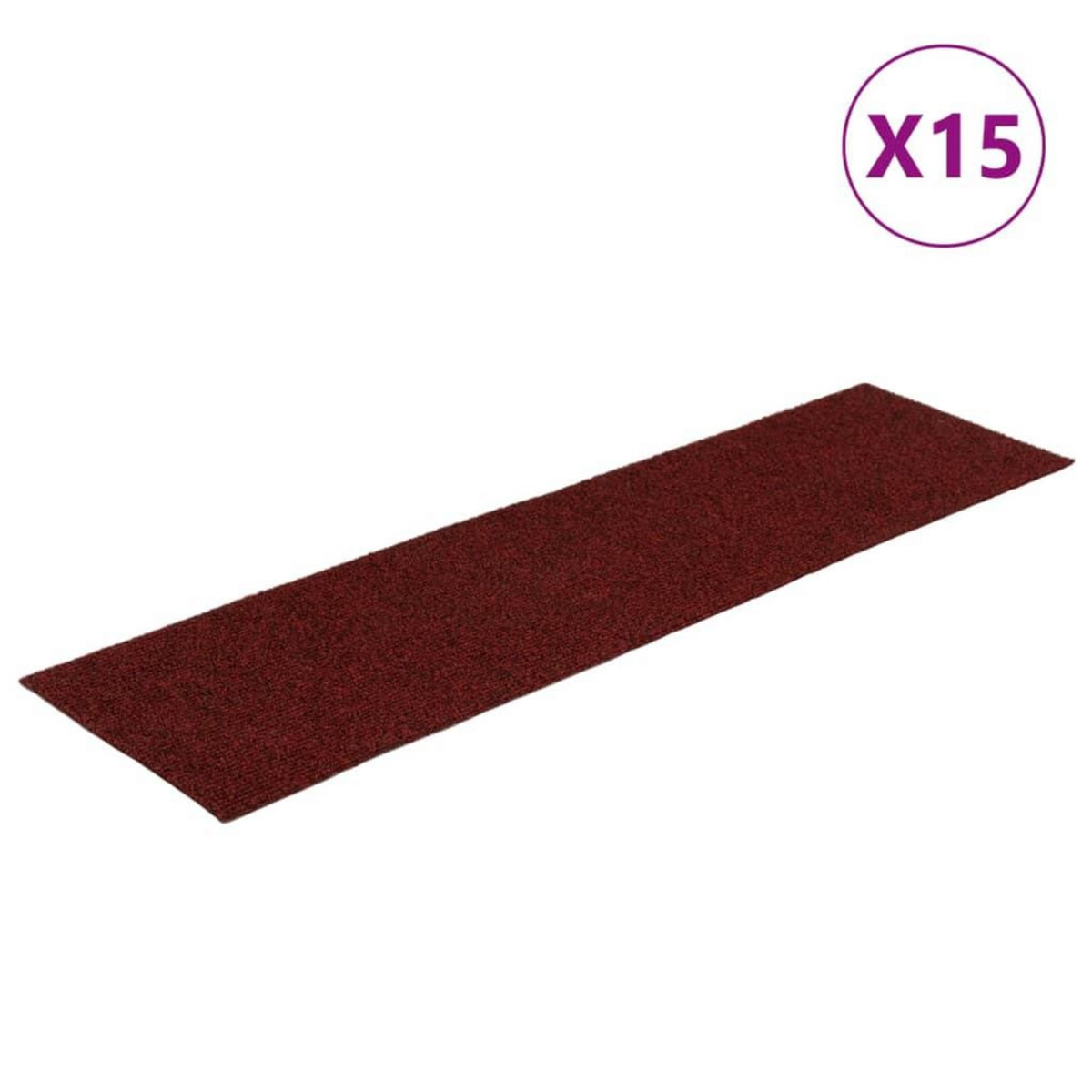 VIDAXL Tapis d'escalier autocollants Rectangulaire 15pcs 76x20cm Rouge