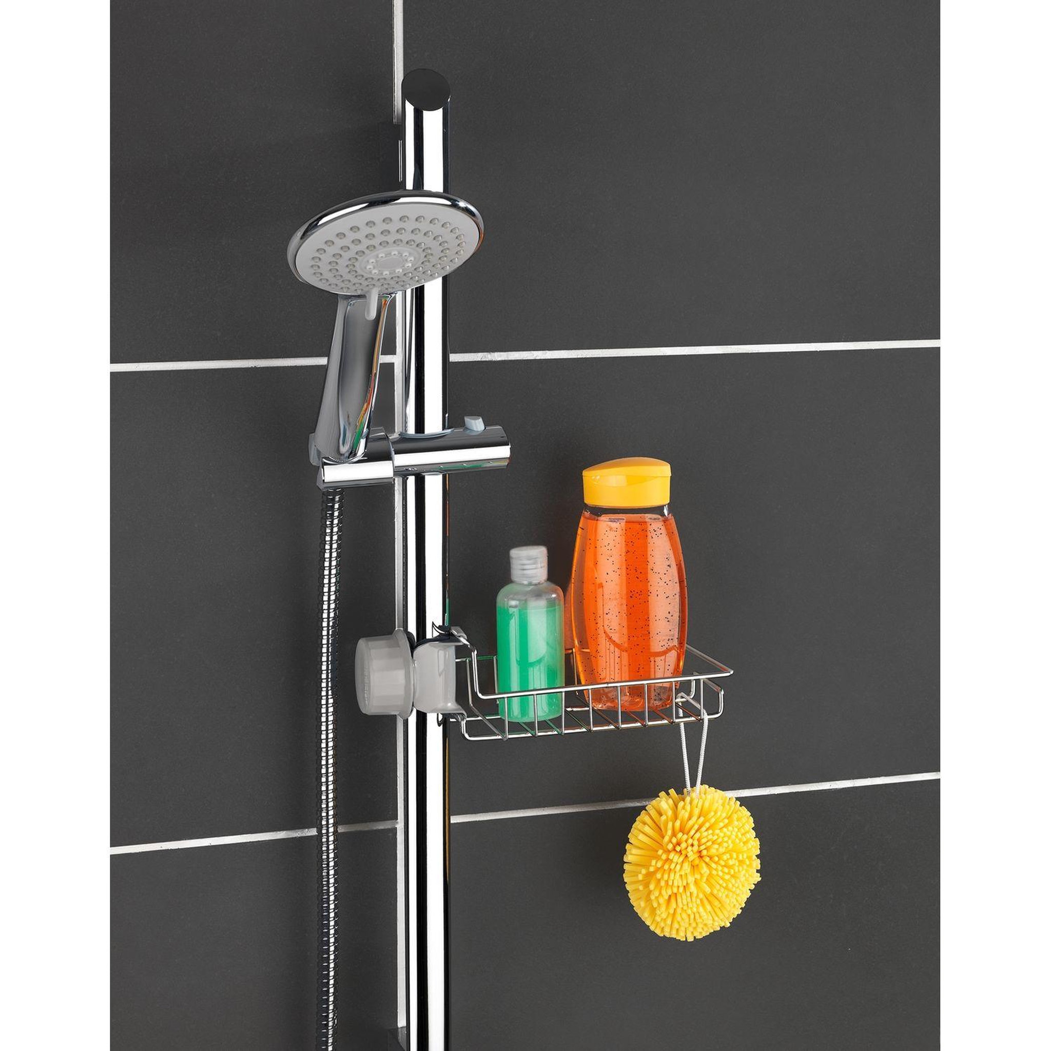 Voir la diapositive 2 : Wenko Etagère panier de douche en acier meis - l. 23 x h. 7 cm - argent brillant