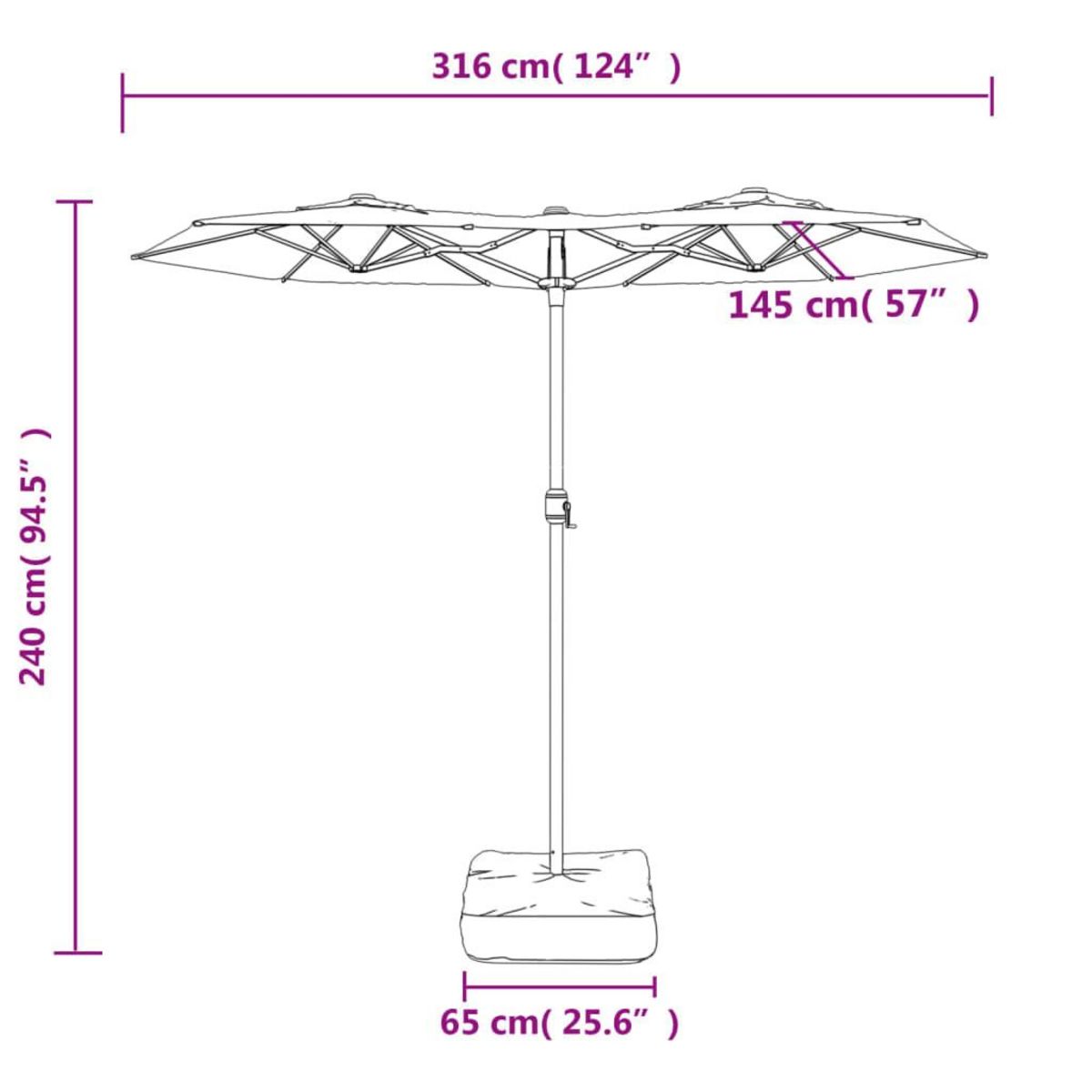 VIDAXL Parasol de jardin a double tete avec LED vert 316x240 cm
