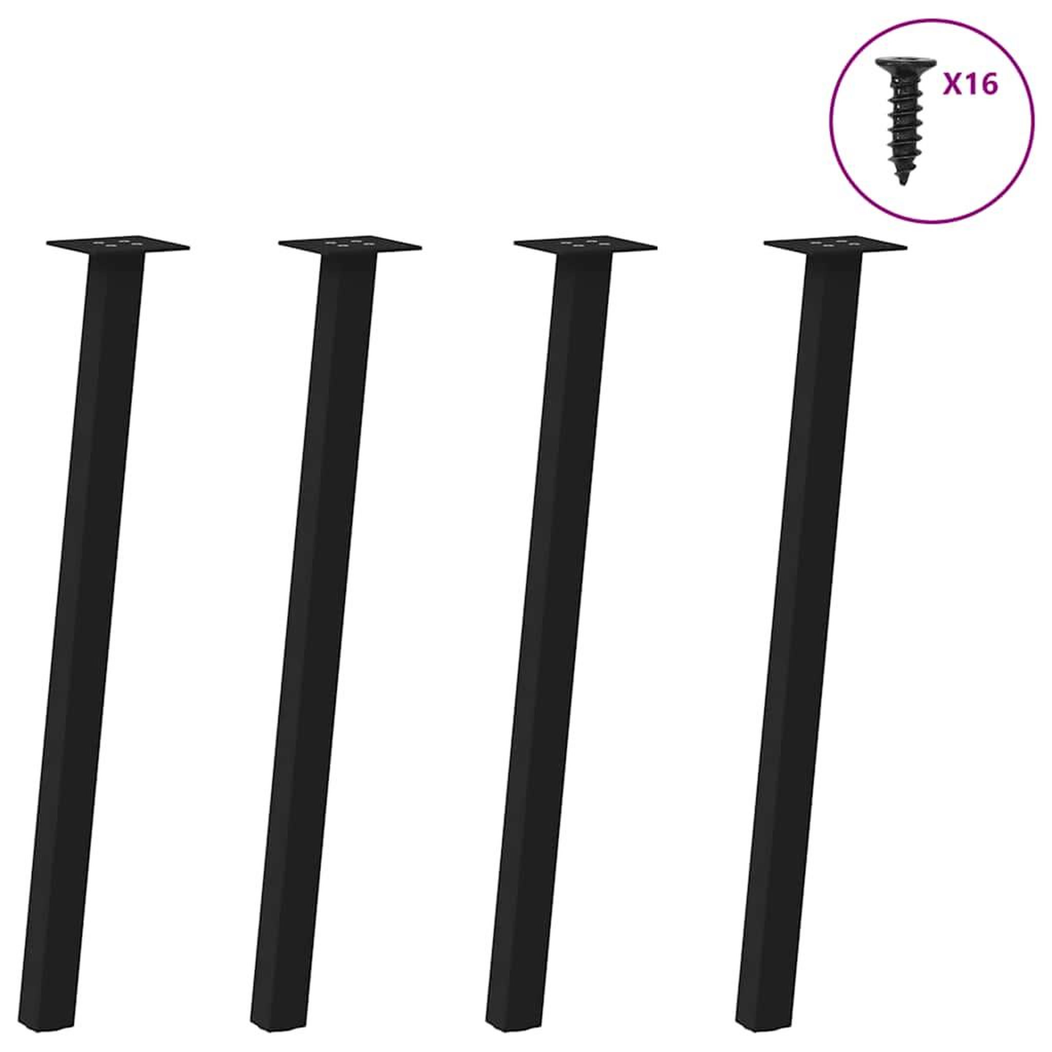 VIDAXL Pieds de table basse 4 pcs noir 72 cm acier