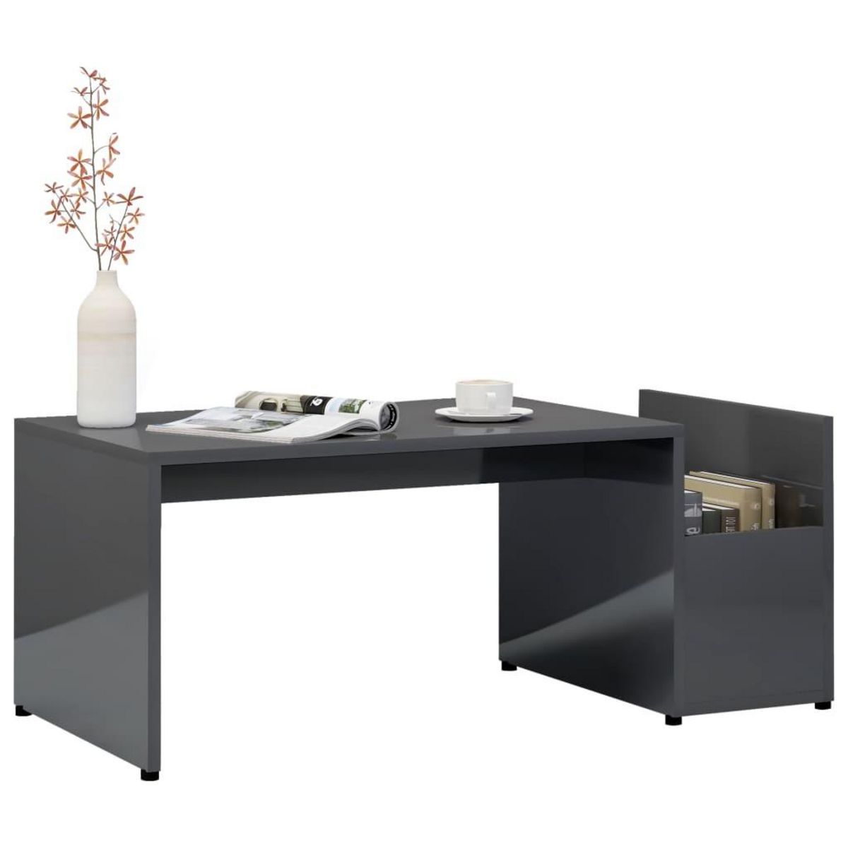 VIDAXL Table basse Gris brillant 90x45x35 cm Bois d'ingenierie