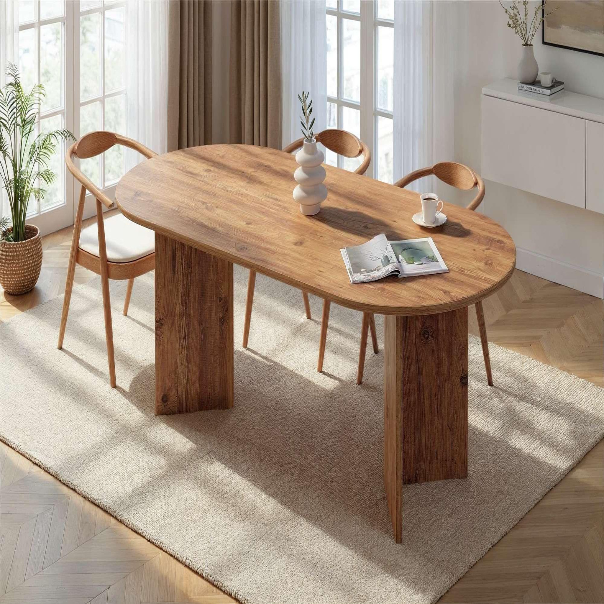 Voir la diapositive 2 : Habitat et Jardin Table à manger en bois  sabella  200 x 90 x 75 cm - pin atlantique