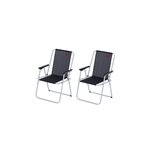 O'Camp Lot de 2 fauteuils piccolo de camping pliables - O'Camp - Noir - Dimensions : 57 x 55 x 80 cm