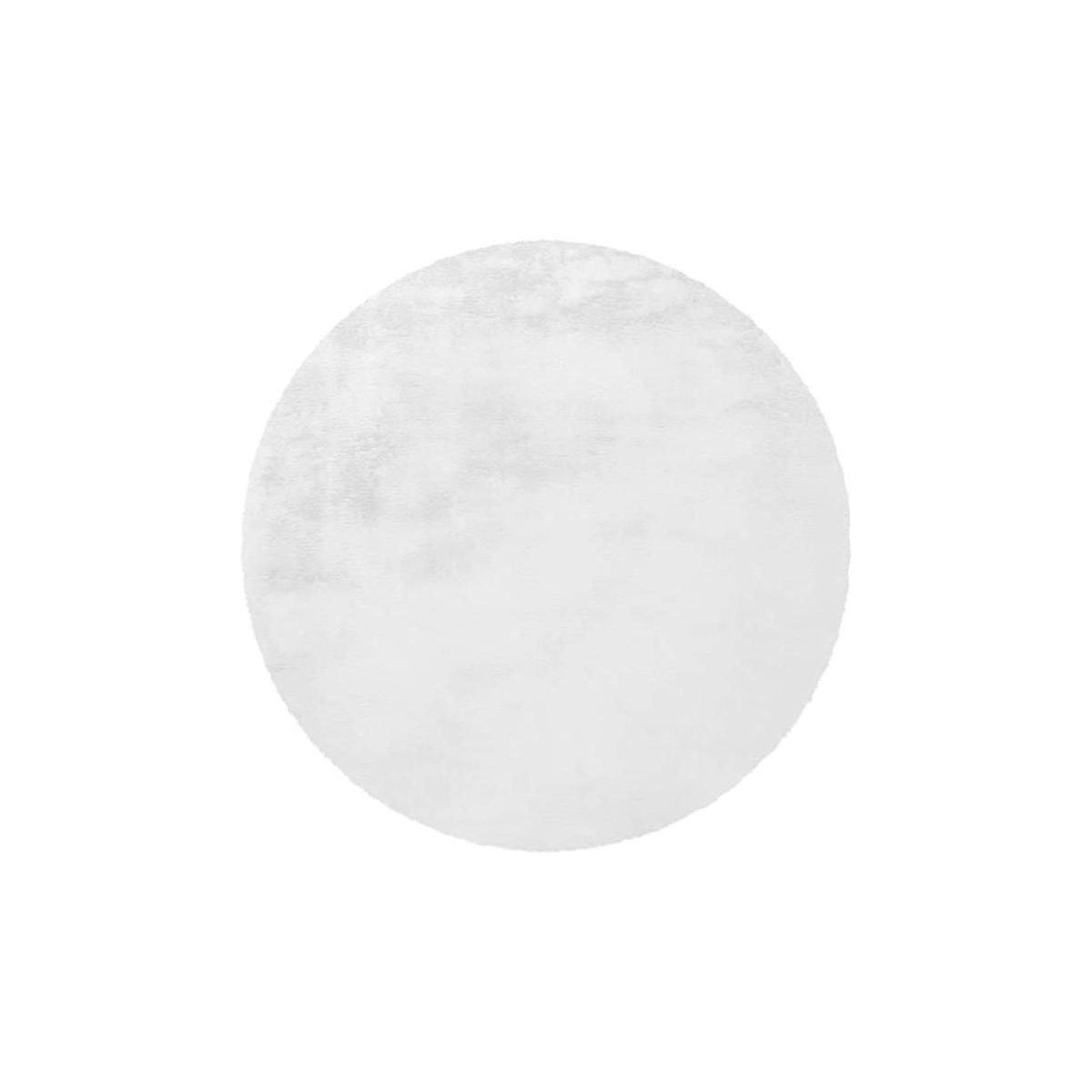 Paris Prix Tapis Rond à Poils Longs  Rabbit  160cm Blanc