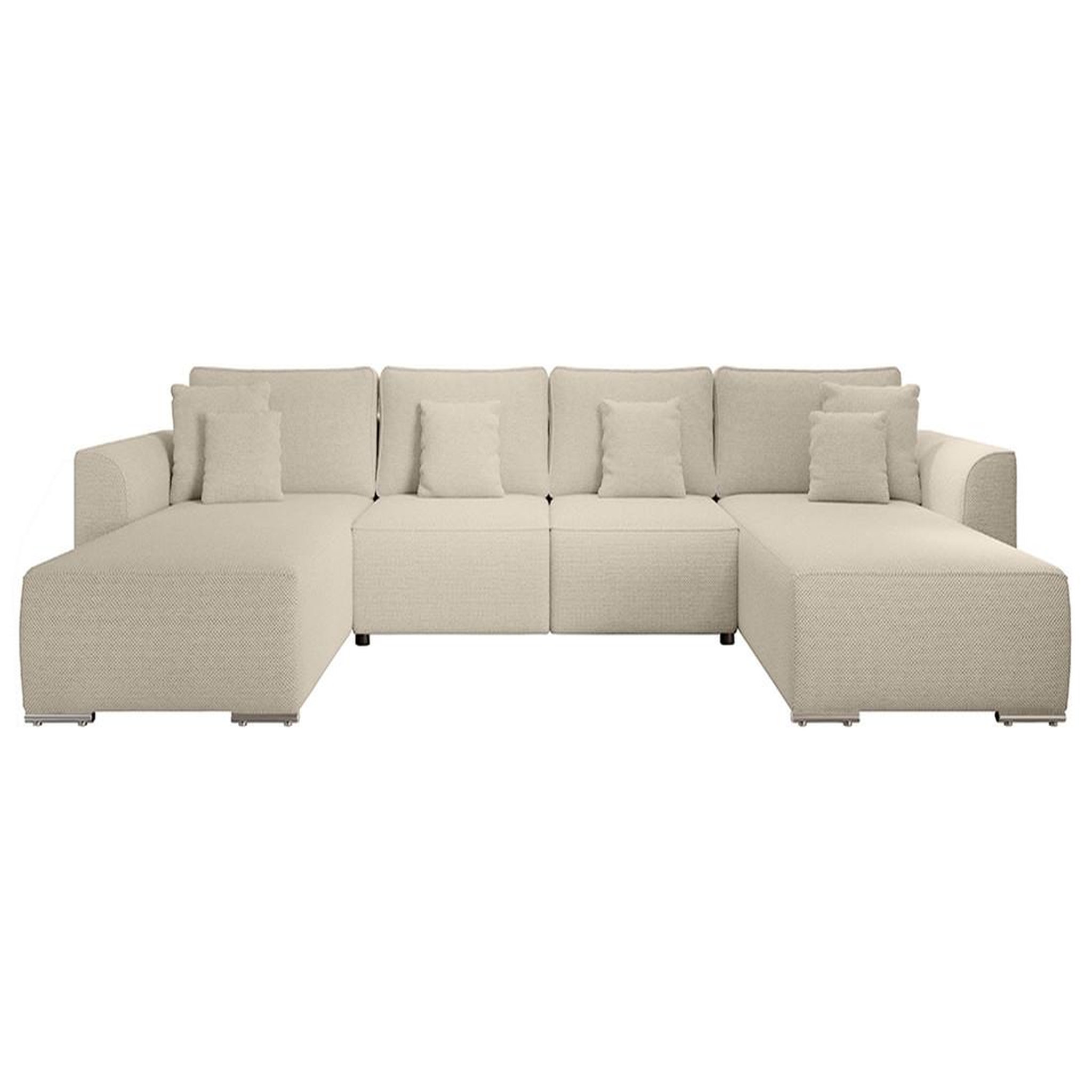 Voir la diapositive 1 : BEST MOBILIER Gabriel - canapé panoramique en u 7 places convertible avec coffre en tissu texturé